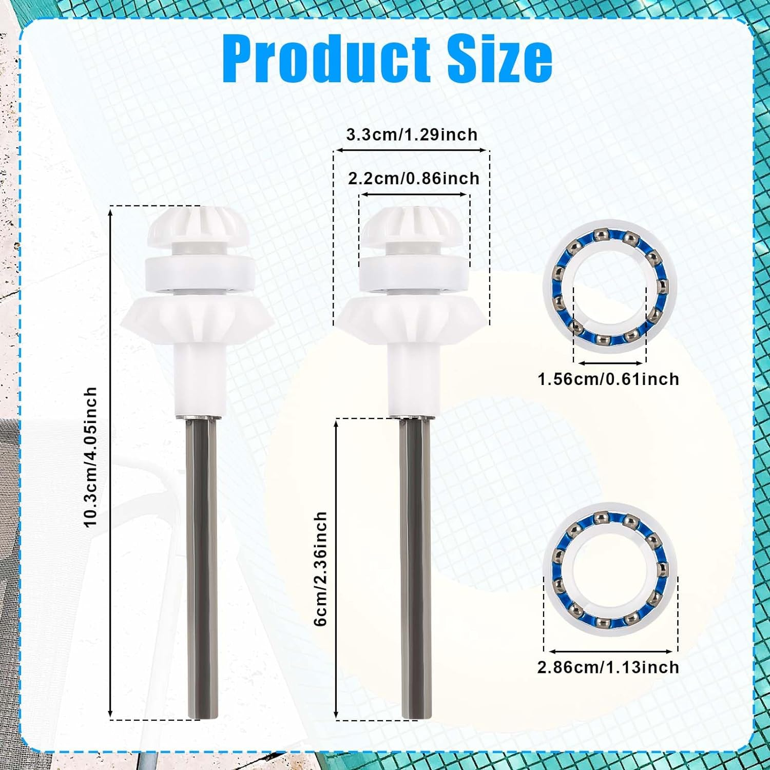 2 Packs Pool Cleaner Parts for MX8 MX8EL MX6 MX6EL Elite, Pool Cleaner Drive Shaft Tune-Up Accessories Assembly Pool Cleaner Replacement Parts for Zodiac, with Pool Engine Wheel Bearing image number 2