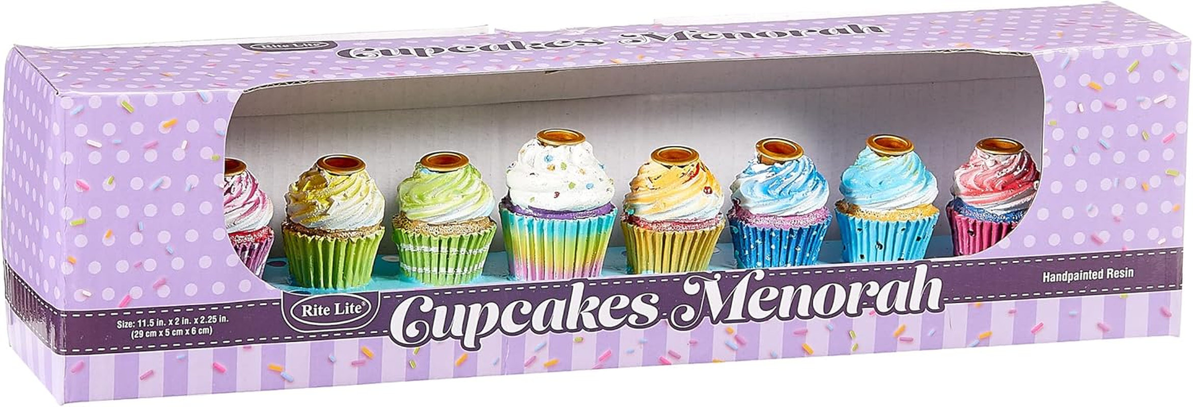 Rite Lite Hand Painted Resin Cupcakes Menorah image number 3