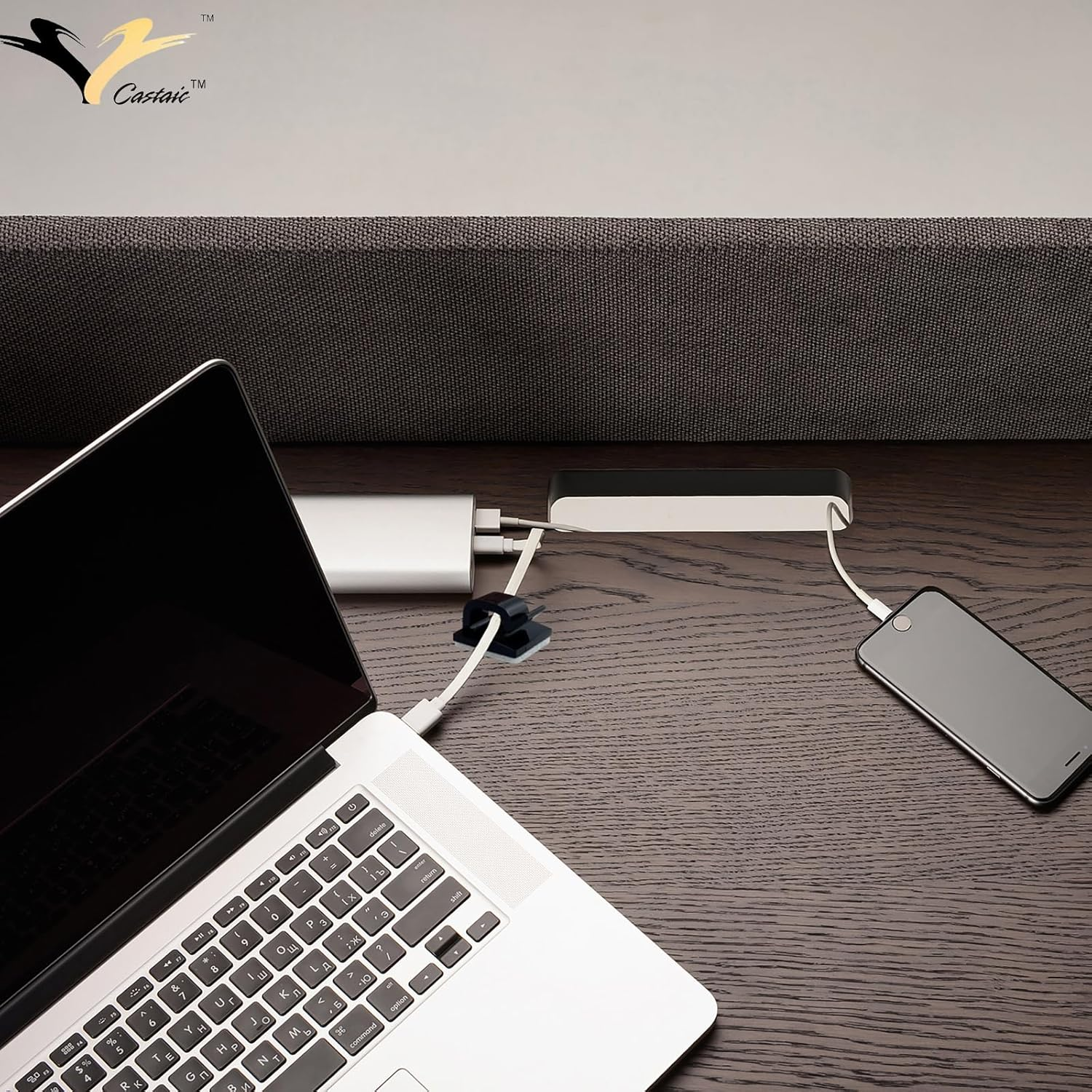 Castaic 50 Pcs Adhesive Cable Clips, Upgraded Durable Cable Wire Management for Car, Office and Home(Black)