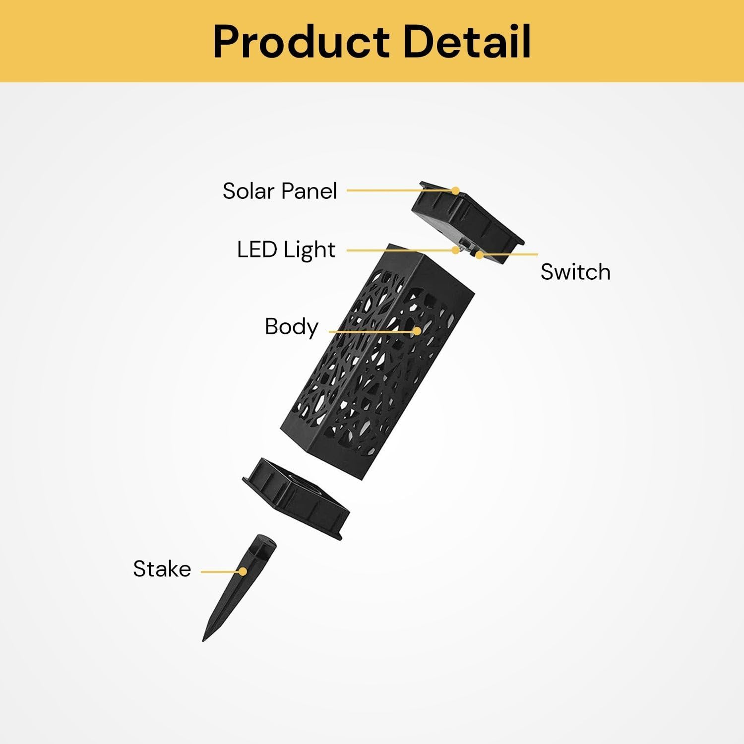 EZONEDEAL 6Pcs Solar Outdoor Lights for Garden, LED Solar Lights Outdoor Waterproof, Decorative Landscape Lamps. Waterproof LED Lights with Longer Life Path Light, Landscape, Path, Yard, Patio image number 3