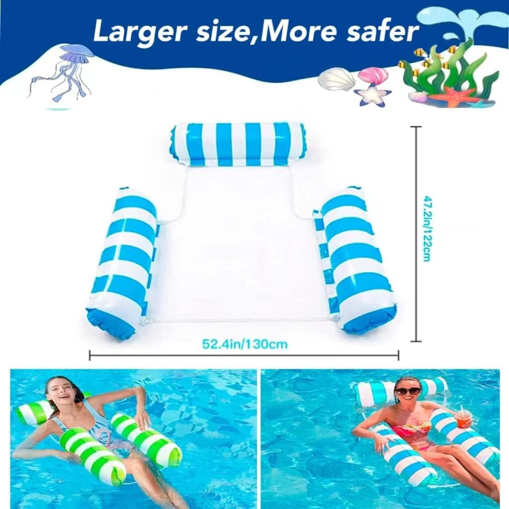 2-Pack 264 Pounds Water Floaties with Strong Mesh, 4-In-1 Inflatable Pool Float Chair for Adults/Water Hammock Lounger image number 6