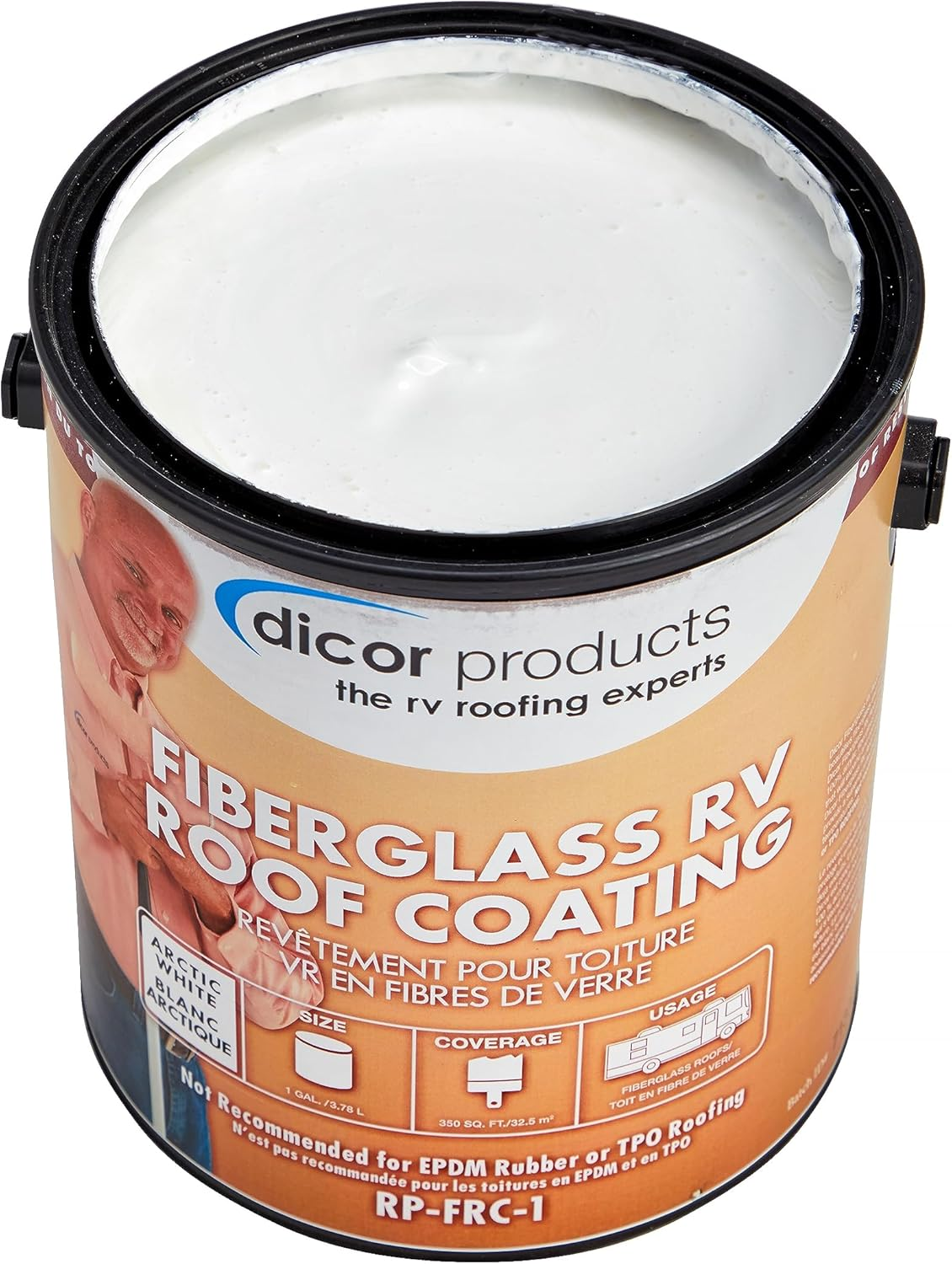 Dicor RP-FRC-1 Fiberglass RV Roof Coating System - White, 1 Gallon image number 5