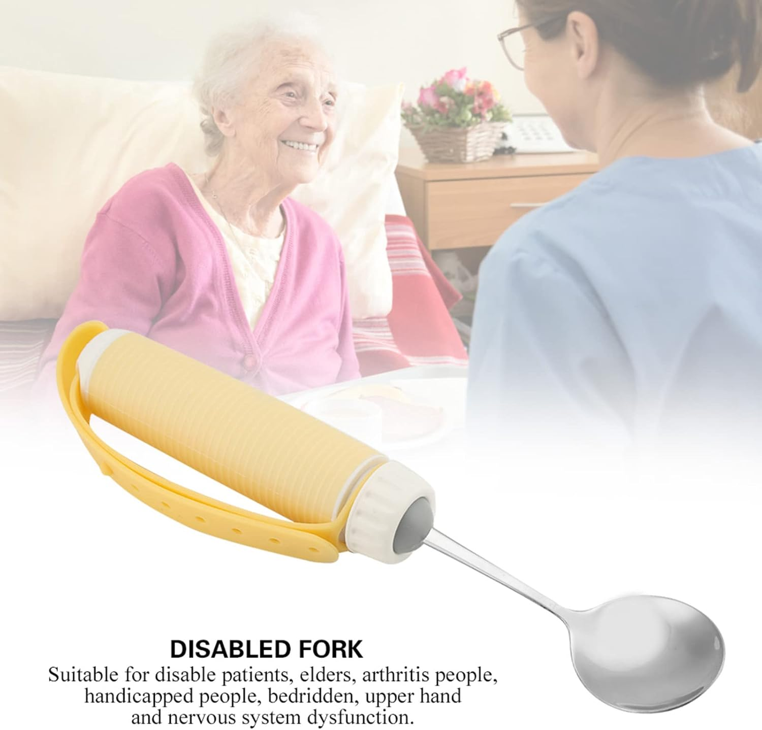 Adaptive Utensils with Adjustable Silicone Strap, Removable Flexible 360 Degree Rotating Eating Tablewares Non Slip Handles for Hand Tremors Arthritis Parkinson&rsquo;S Elderly (Spoon) image number 3