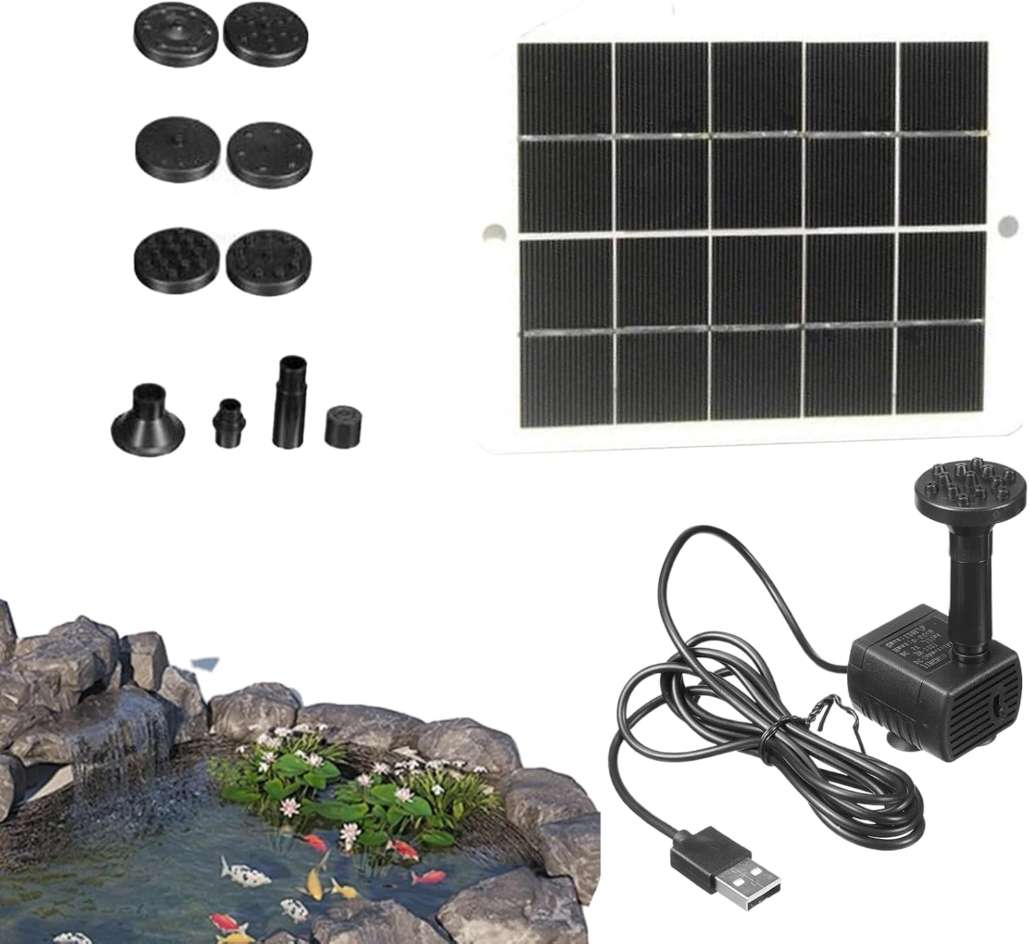 Solar Water Pump - 15W Outdoor Solar Charger Water Fountain Pump,Adjustable Watering System Garden Decor for Bird Bath Backyard Aquarium Outdoor Yard Wedding Lawn image number 5