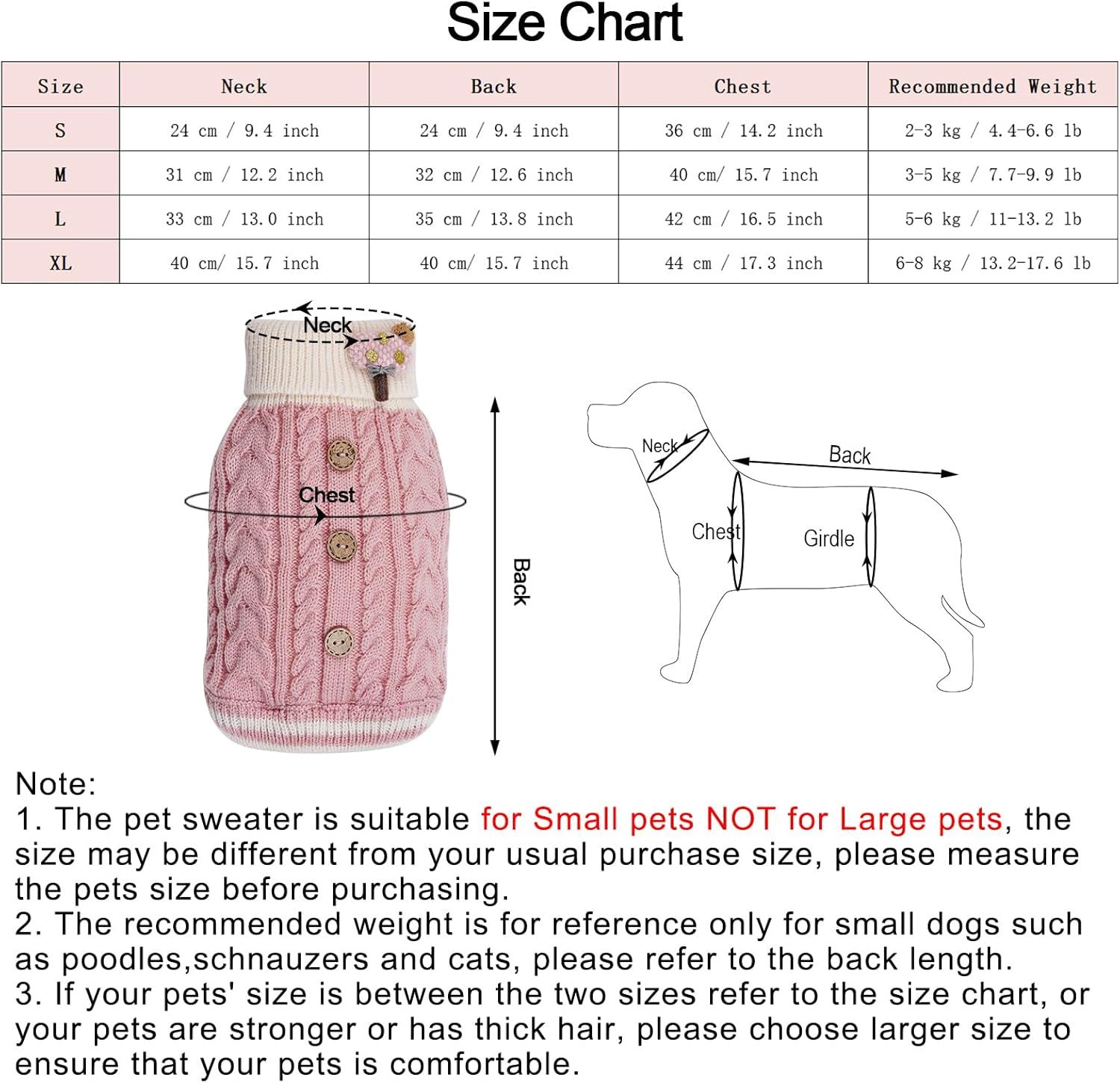 Topbuti Dog Sweater Turtleneck Knitwear Doggie Pullover Sweater Doggy Winter Coat Warm Pet Clothes Puppy Holiday Clothing Buttons Knitted Outfits for Small Cats Dogs Cold Weather (Small) image number 2