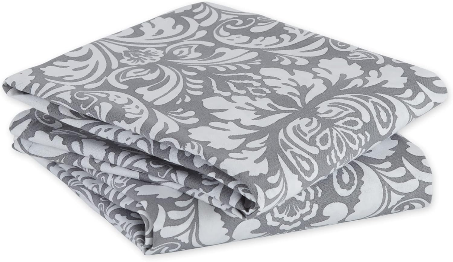 DII 100% Cotton, Everyday Basic Kitchen Dishtowel, Tea Towel, Drying, Damask Printed, 18 X 28 Set of 2- Gray