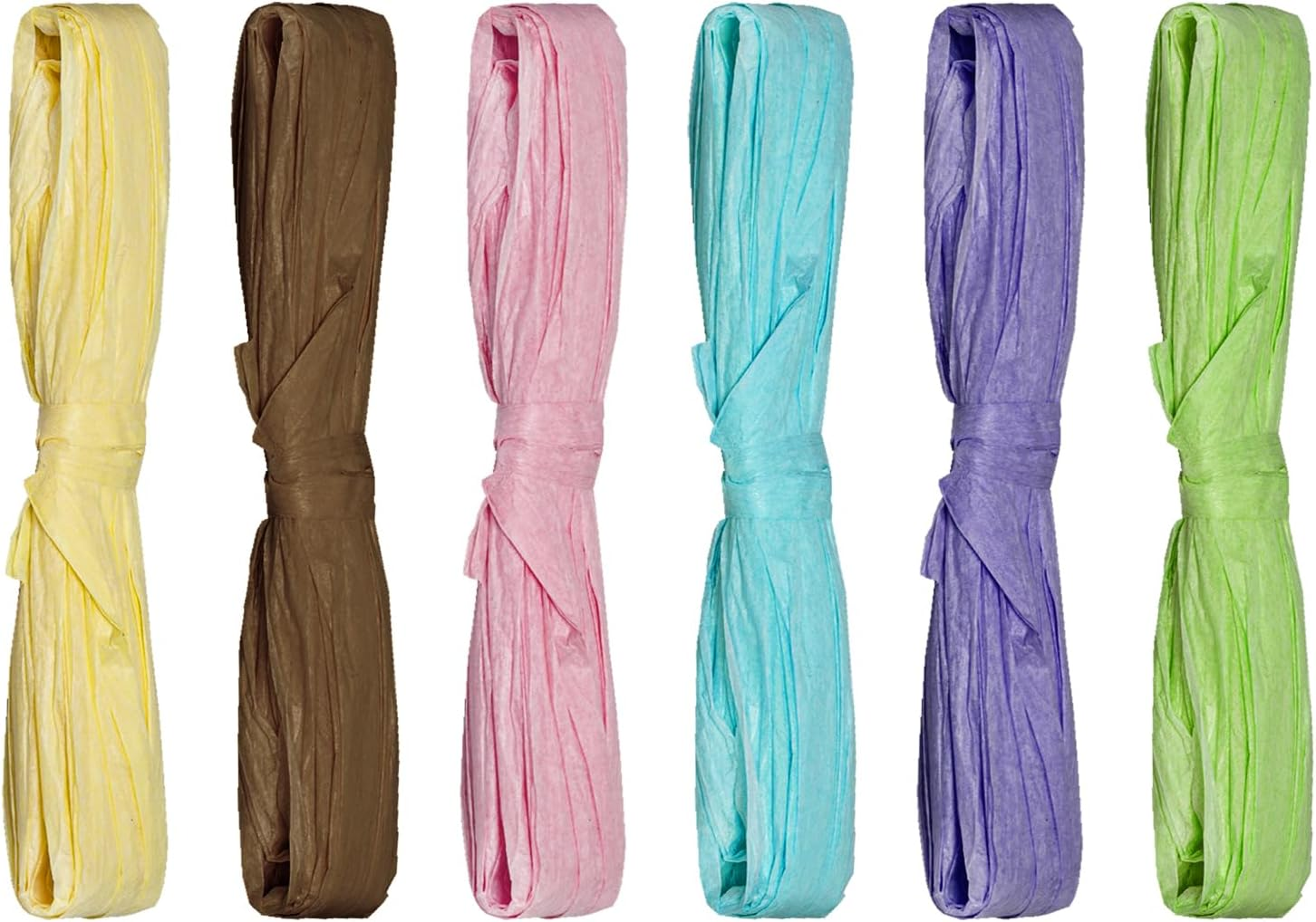 6 Bundles X 10 Meters Paper Ribbon Multicolor Paper Twine Color Paper Cord Decorative Craft String Paper Strip for Gift Wrapping Packaging Festival Party Decor DIY Arts and Crafts (July)