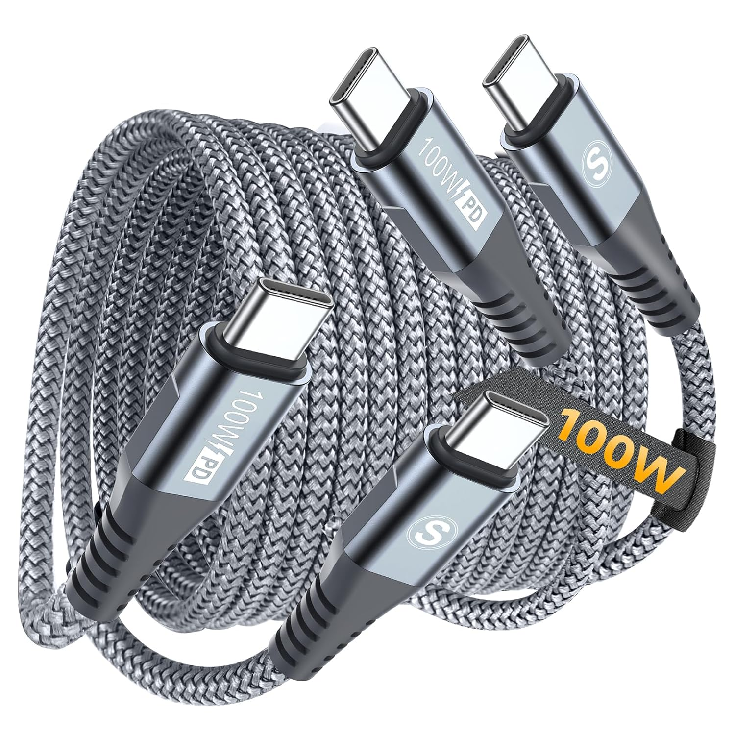 Sweguard USB C to USB C Charger Cable [2 Pack 3M] Type C 100W PD Fast Charging Cord Compatible with Iphone 17 16 15 Pro Max Macbook Ipad Pro/Air, Matebook,Chromebook,Pixel 9/8,Galaxy S25 S24 S23 S22