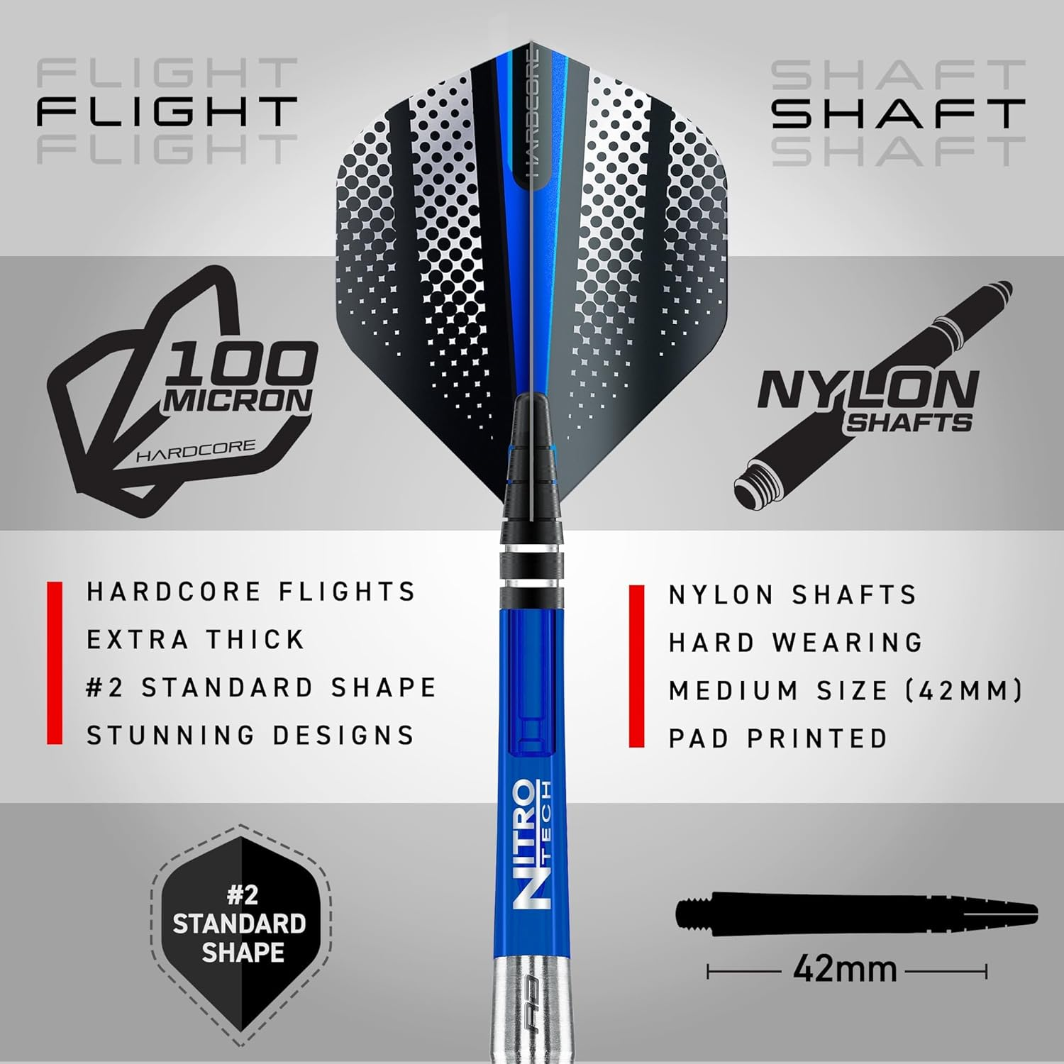 RED DRAGON Razor Edge Original Tungsten Professional Darts Set with Flights and Nitrotech Shafts (Stems) image number 2