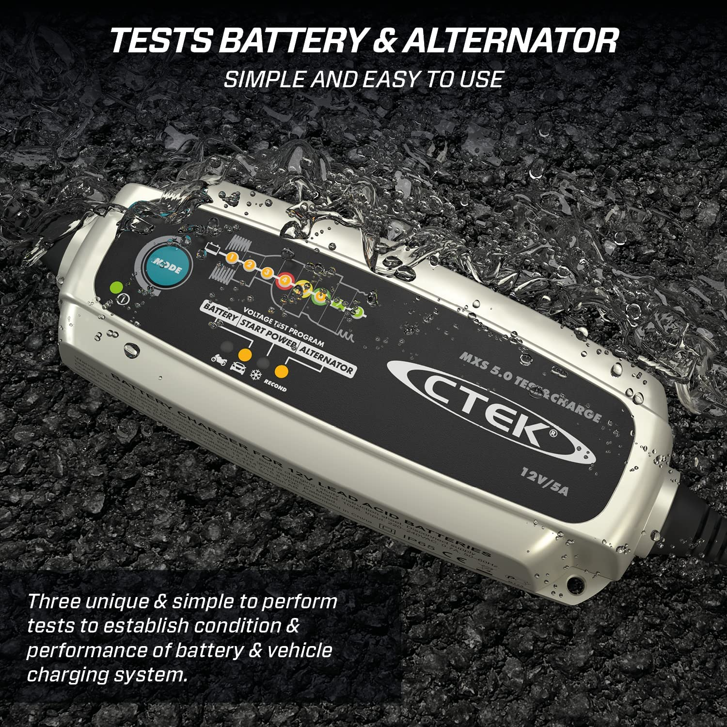 CTEK MXS 5.0 Test & Charge, Battery Charger 12V, Battery Tender Charger, Battery Maintainer, Truck and Car Charger, Battery and Alternator Tester with Reconditioning Mode and Snowflake Mode image number 4