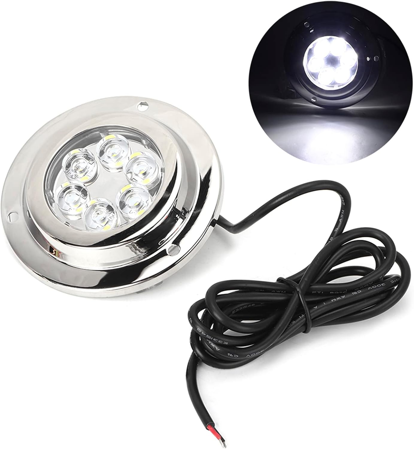 TOPINCN LED Yacht Boat Underwater Light IP68 Waterproof White Light High Luminous Efficiency 50,000 Hours Service Life Stainless Steel 316 for Swimming Pool image number 4