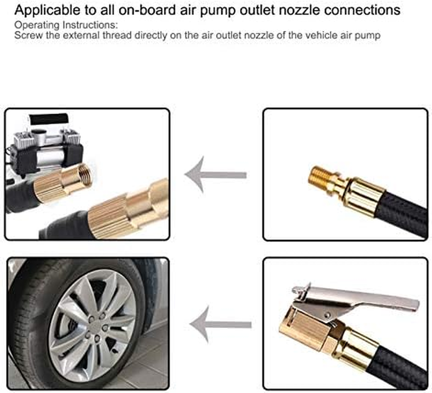 Tire Inflator Extension Tube, Quick Inflation Adapter with Metal Chuck for Car Motorcycle Bike, for Valve image number 2