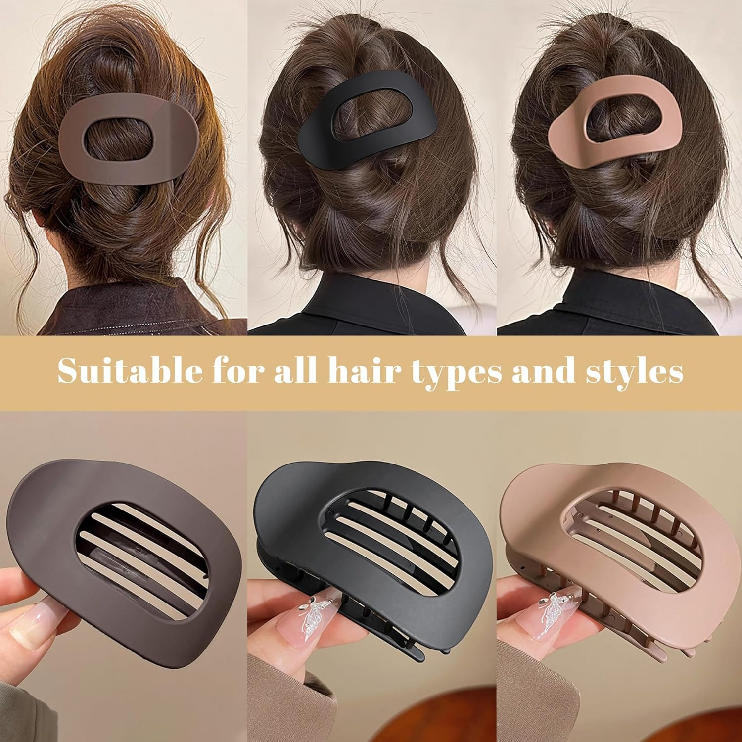 Pack of 6 Hair Clips for Women, Hair Clip, Flat Claw Clip, French Hair Clips Women, Strong Hold Side Hair Clips, French Hair Clip for Thick and Thin Hair image number 4