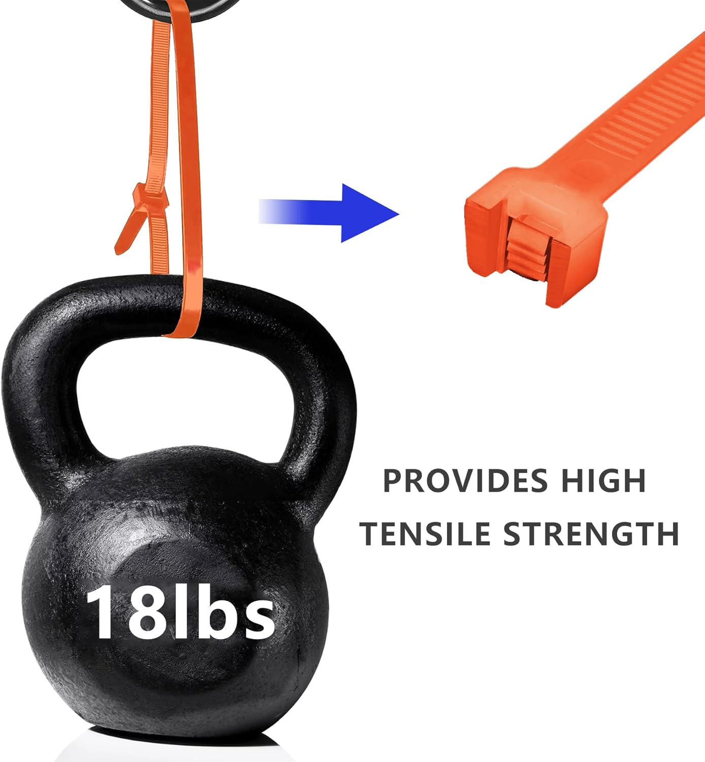 EKIND Cable Zip Ties, 100 Pack 8 Inch Self Locking UV Resistant Nylon Plastic Wire Ties Perfect for Electric Cables/Connecter Plants, Home, Office, Garage, Indoor and Outdoor (Orange) image number 4