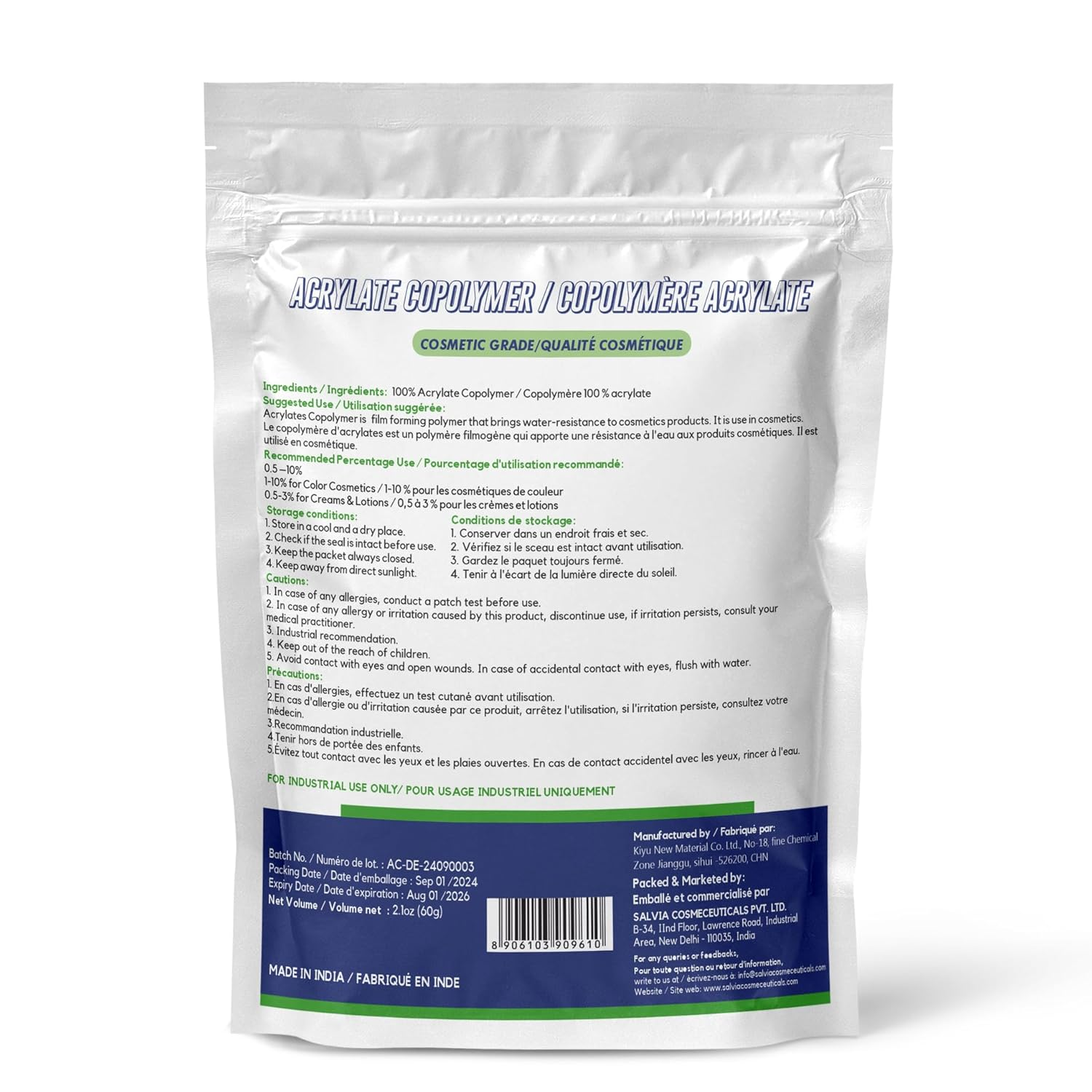 Myoc Acrylate Copolymer, 60Gm | Pure, Non-Gmo, Cosmetic Grade| Skin Care, Hair Care | Used in Shampoo, Emulsion, Face Wash, Gel, Nail Products