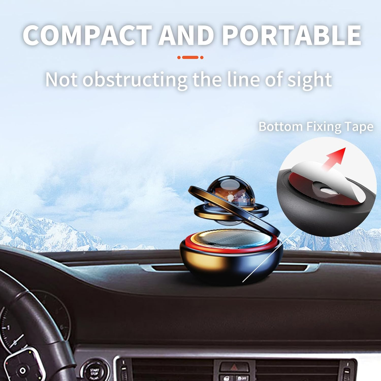 Kwak'S Car Air Freshener Solar Energy Air Purifier for Car Interior Autorotation Decoration Accessories(Black) - Black image number 6