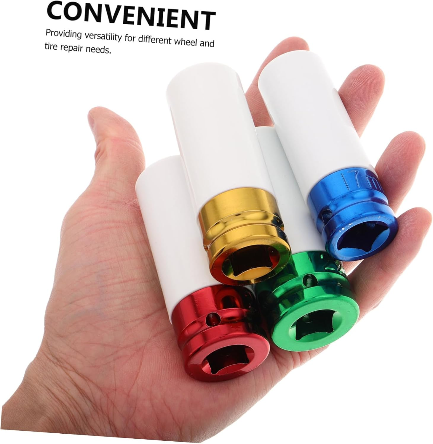 HORIALENCE 4Pcs Thin Wall Lug Nut Socket Wheel Rim Non-Marring Tool Color-Coded Design for Quick Identification Automotive Repair Accessories image number 5