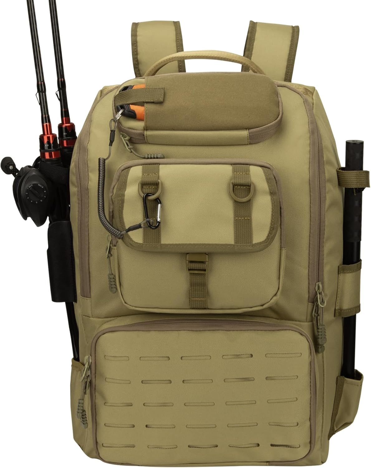 Fishing Backpack with Rod Holder, 40L Fishing Tackle Backpack with Cooler, Large Water-Resistant Fishing Tackle Bag Store Fishing Gear