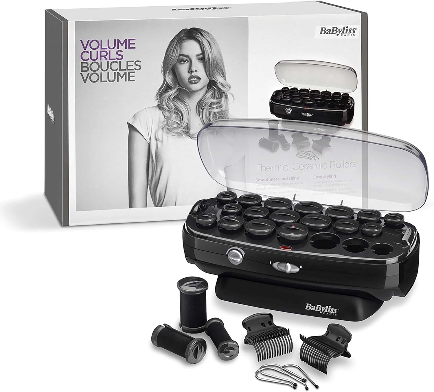 Babyliss Thermo Ceramic Rollers Heated Hair Rollers with Ceramic Coating and Ion Technology for Silky Long-Lasting Curls RS035E