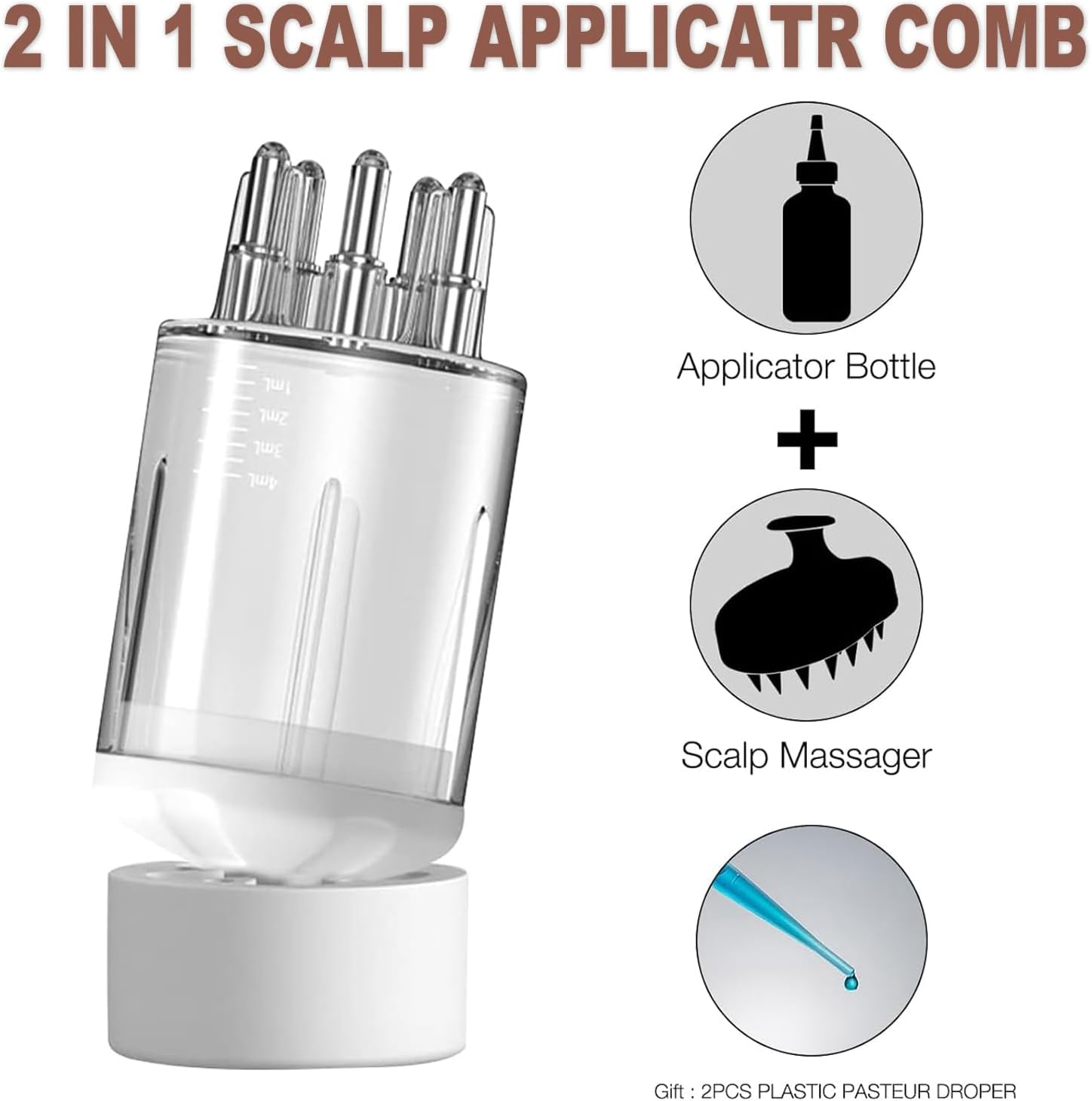 Wzenclave Scalp Applicator Comb Oil Applicator Bottle Hair Oil Applicator Bottle for Scalp Hair Comb for Scalp Massager Hair Growth Care Hair Oiling Applicator for Essential Oil Hair Treatment(2Pcs) image number 6