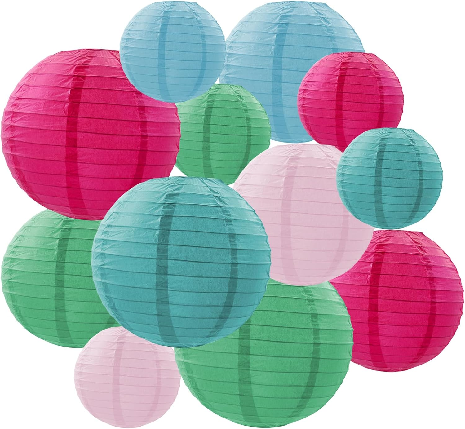 12 Pcs Paper Lanterns Decorations, Multiple Colors Hanging Paper Lantern, Circular Papeies Lanterns for Outside, Party Decorations for Wedding Birthday Baby Shower Party Home Decor, 3 Sizes image number 2
