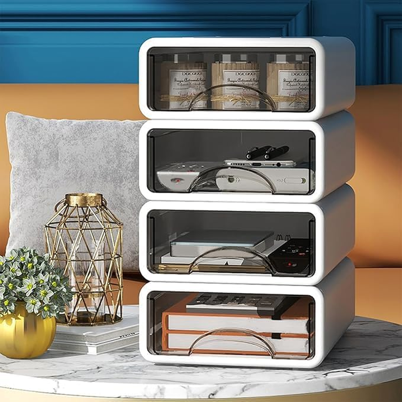 Stackable Storage Drawer Bins, Small Drawer-Type Desk Organizer Boxes, Translucent Small Plastic Chest of Drawers, Plastic Stackable Drawers for Home, Office, Desktop (4) image number 3