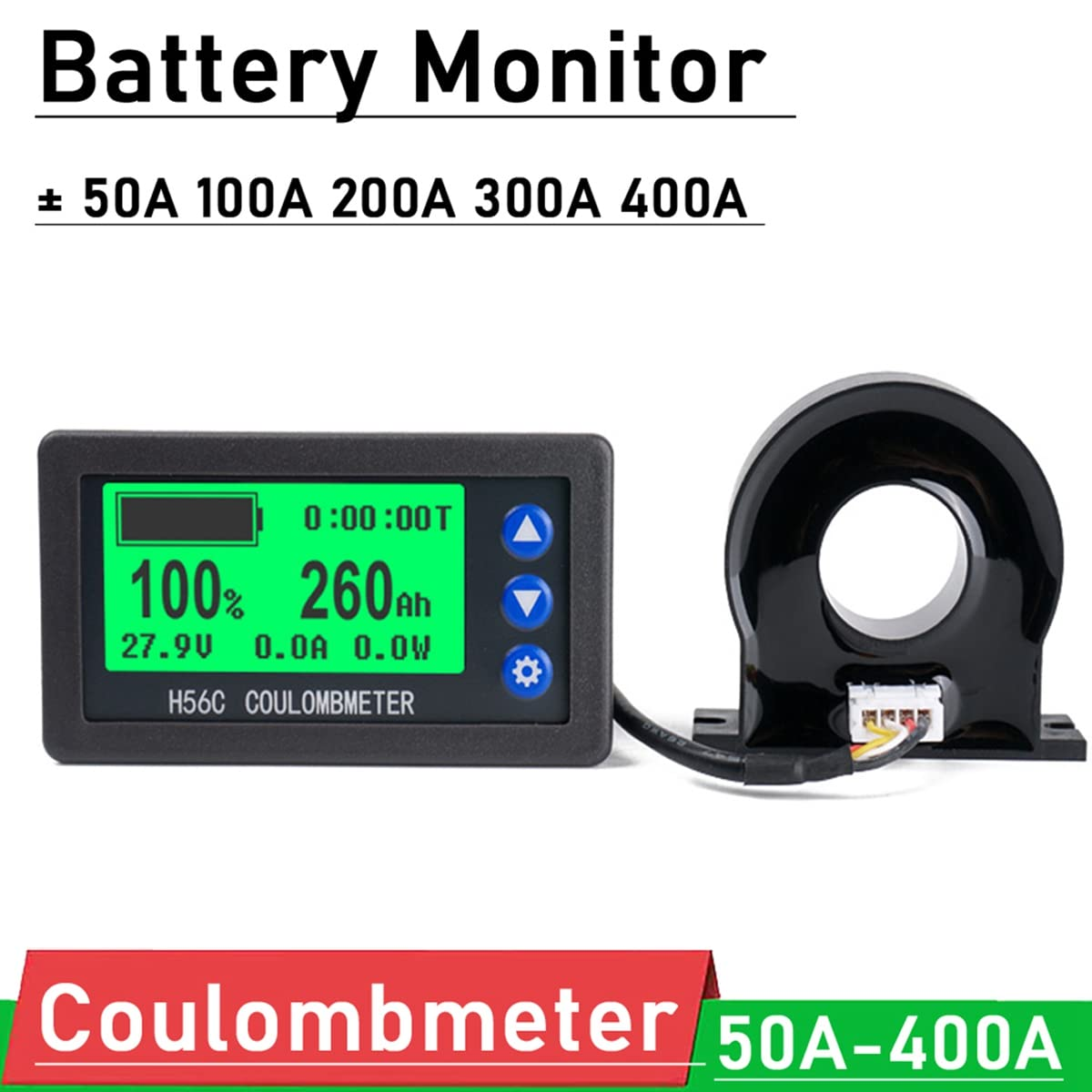 SVRITE Battery Monitor Hall Coulomb Meter DC 8-100V 200A Lifepo4 Lead-Acid Li-Ion Lithium Capacity Power Display image number 4