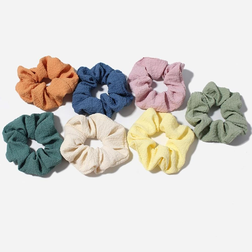 Pack of 3 Fabric Hair Bobbles Hair Bands Scrunchies Hair Rings with Elastic Rubber Bands Solid Colour Hair Bobbles Ponytail Hair Bands Hair Accessories for Women and Women, Dark Green image number 3
