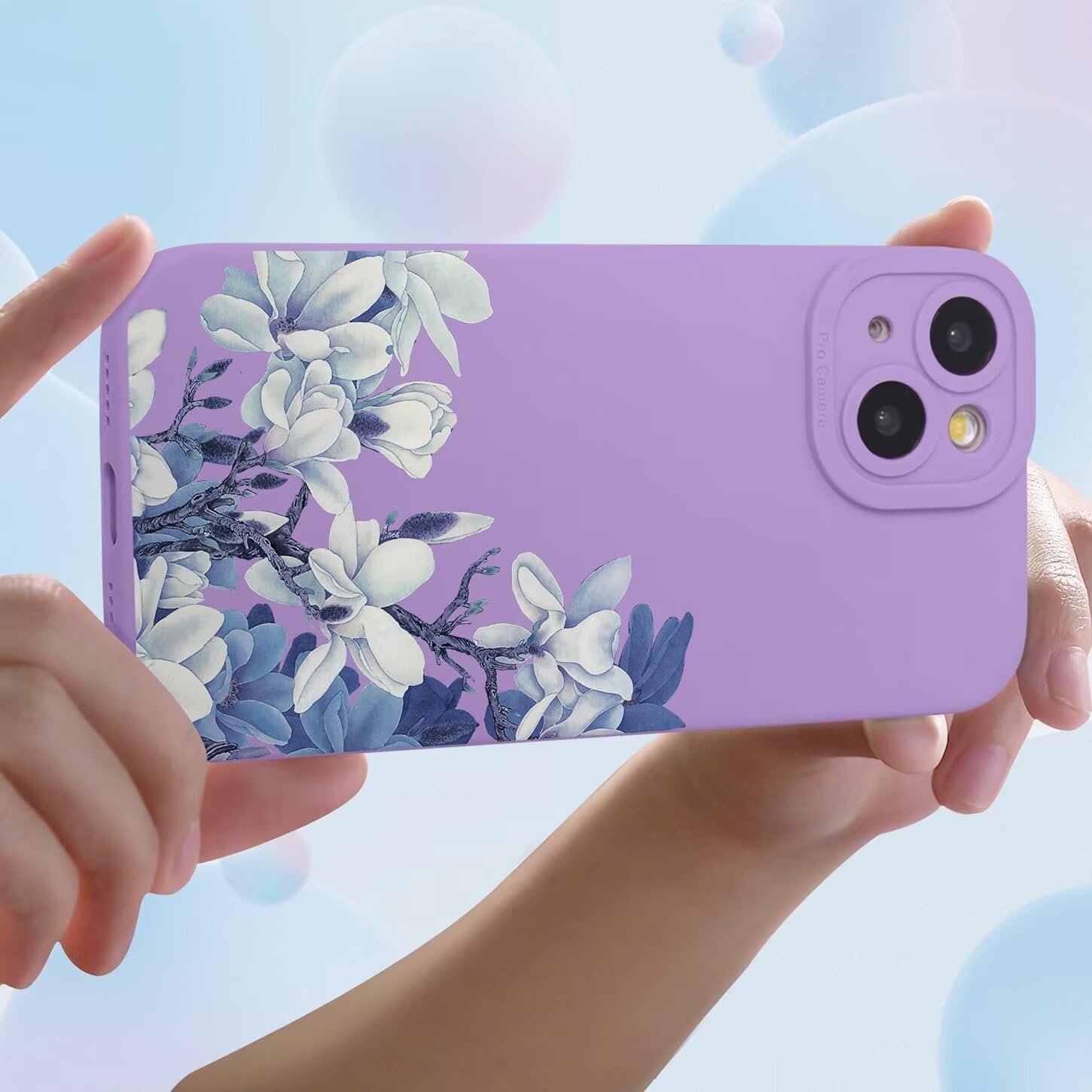 ILING Liquid Silicone Case for Samsung Galaxy A56 5G, Ultra Thin Elegant Flowers and Cute Cartoon Pattern Women'S Mobile Phone Case, Soft TPU Bumper Shockproof Protective Case (Purple Q04)