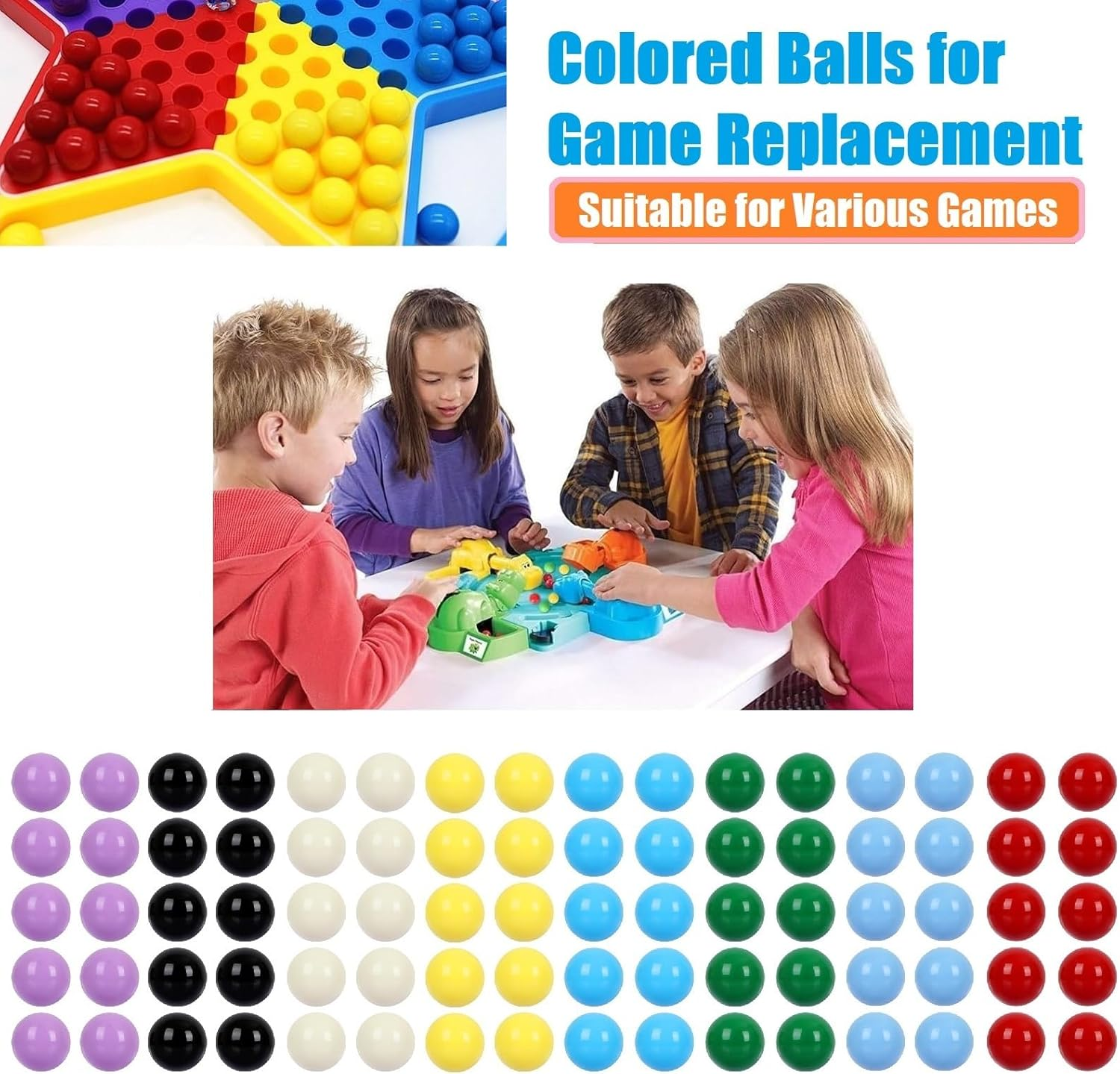 Replacement Marbles, 80Pcs Solid Color Balls for Chinese Checkers, Aggravation, Marble Run (14Mm/8 Colors) image number 3
