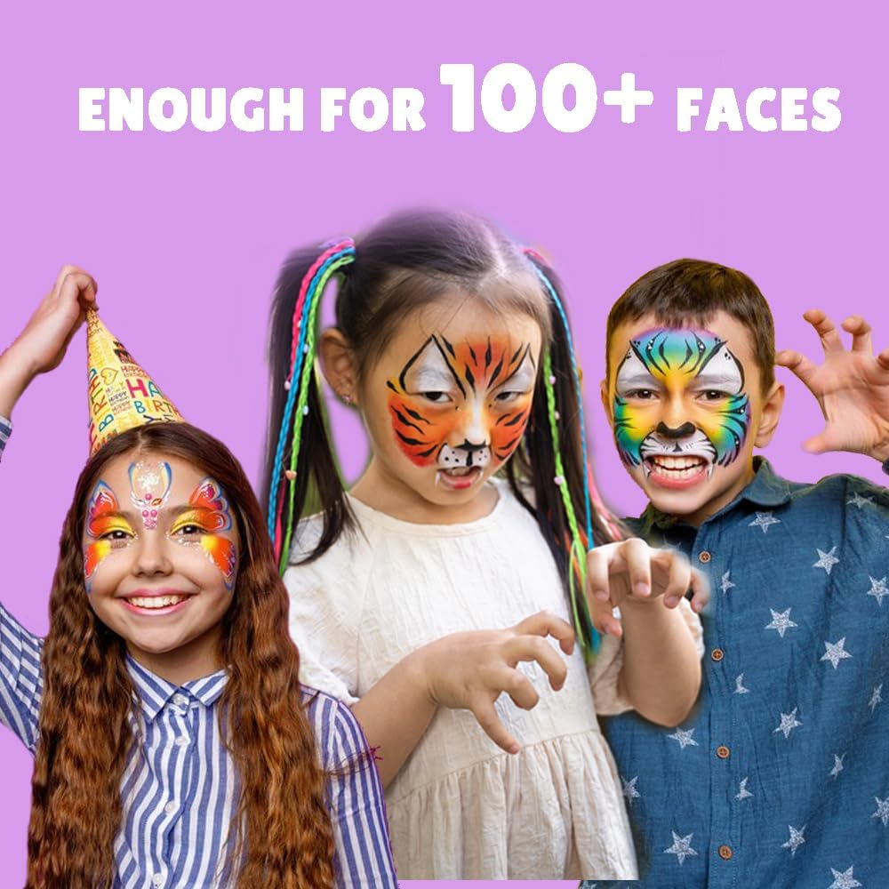 Professional Face Paint Kit, Bowitzki 12 Colors Non Toxic Hypoallergenic Water Based FDA Compliant Halloween Makeup Body Face Painting Colors image number 5