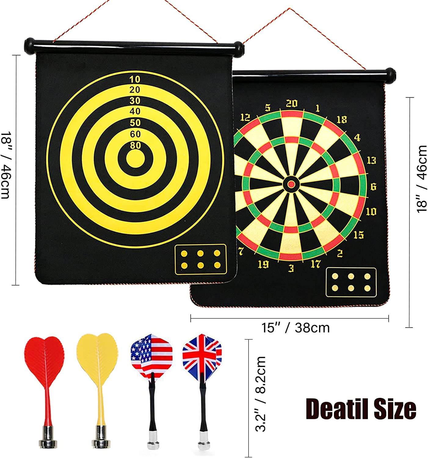 Magnetic Safe Dart Board with 12 Darts for Kids and Adults - Double-Sided Dartboard image number 2