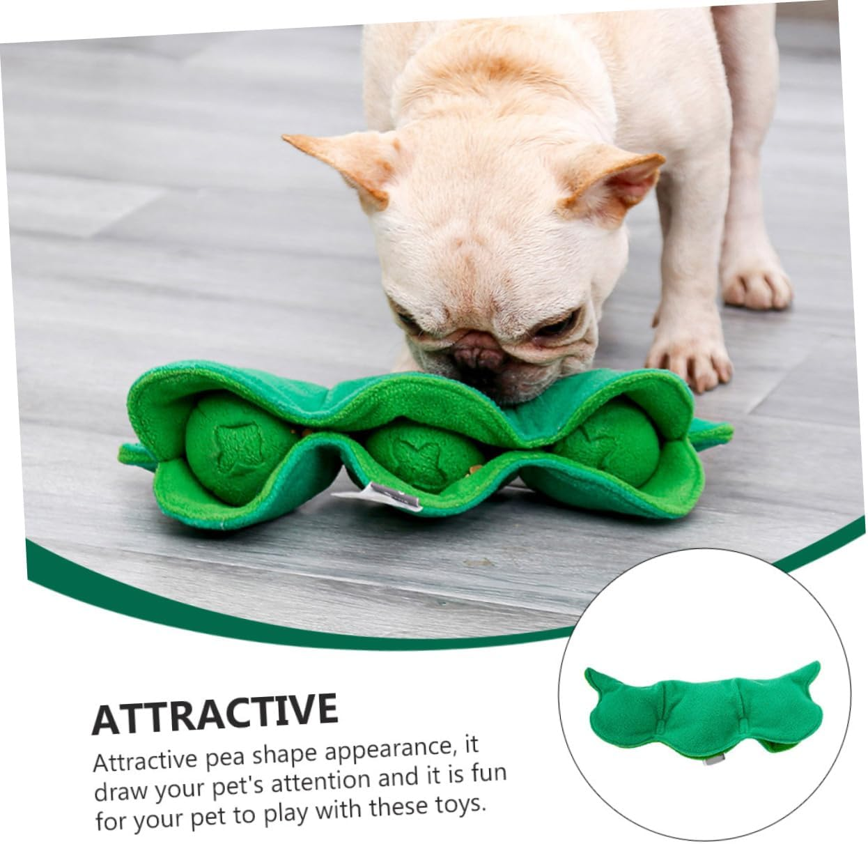 Toddmomy Snuffle Toys for Dogs: Pea Sniffing Pet Puppy Puppies Dog Chewers Squeaky Chewing Pea Shape Polar Fleece Green image number 6