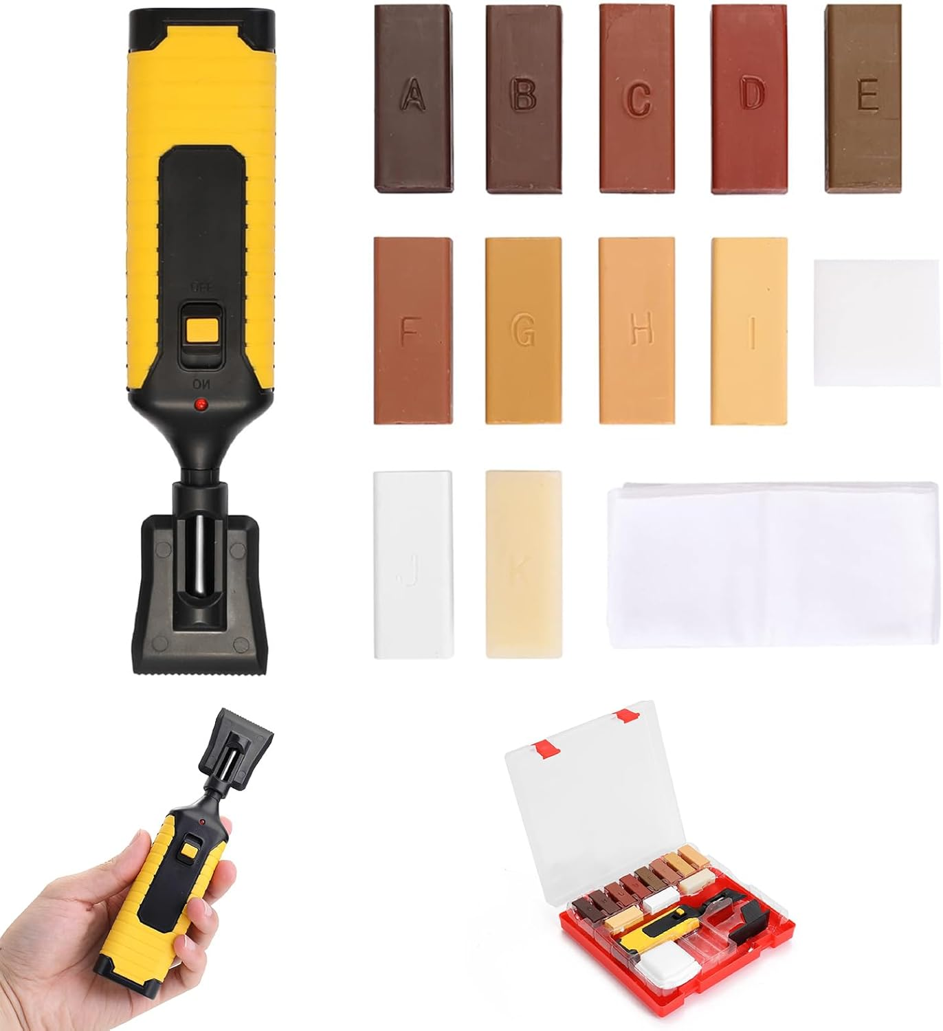 Wood Floor and Furniture Repair Kit, Touch up for Scratches, Stain, Crack, Hole with Melting Tool, 11 Colors Repair Wax Sticks for Repair and Covering of Wooden Floor, Table, Carpenter, Bedpost image number 6