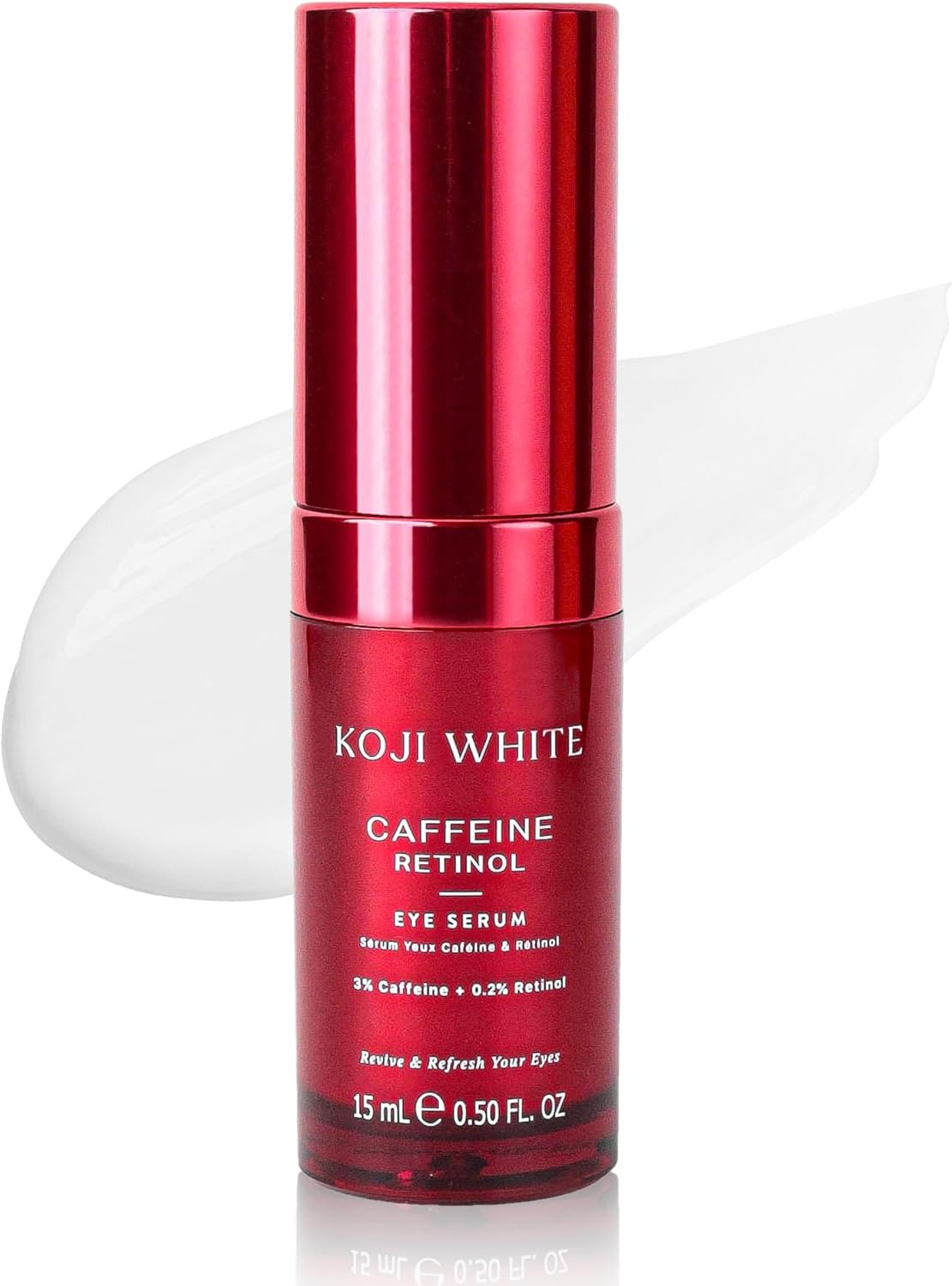 Koji White 3% Caffeine Eye Serum with 0.2% Retinol, Hyaluronic Acid & Vitamin C for Puffiness & Dark Circles - Unscented, Vegan, Fragrance-Free 15 ML (0.50 Fl Oz) image number 2