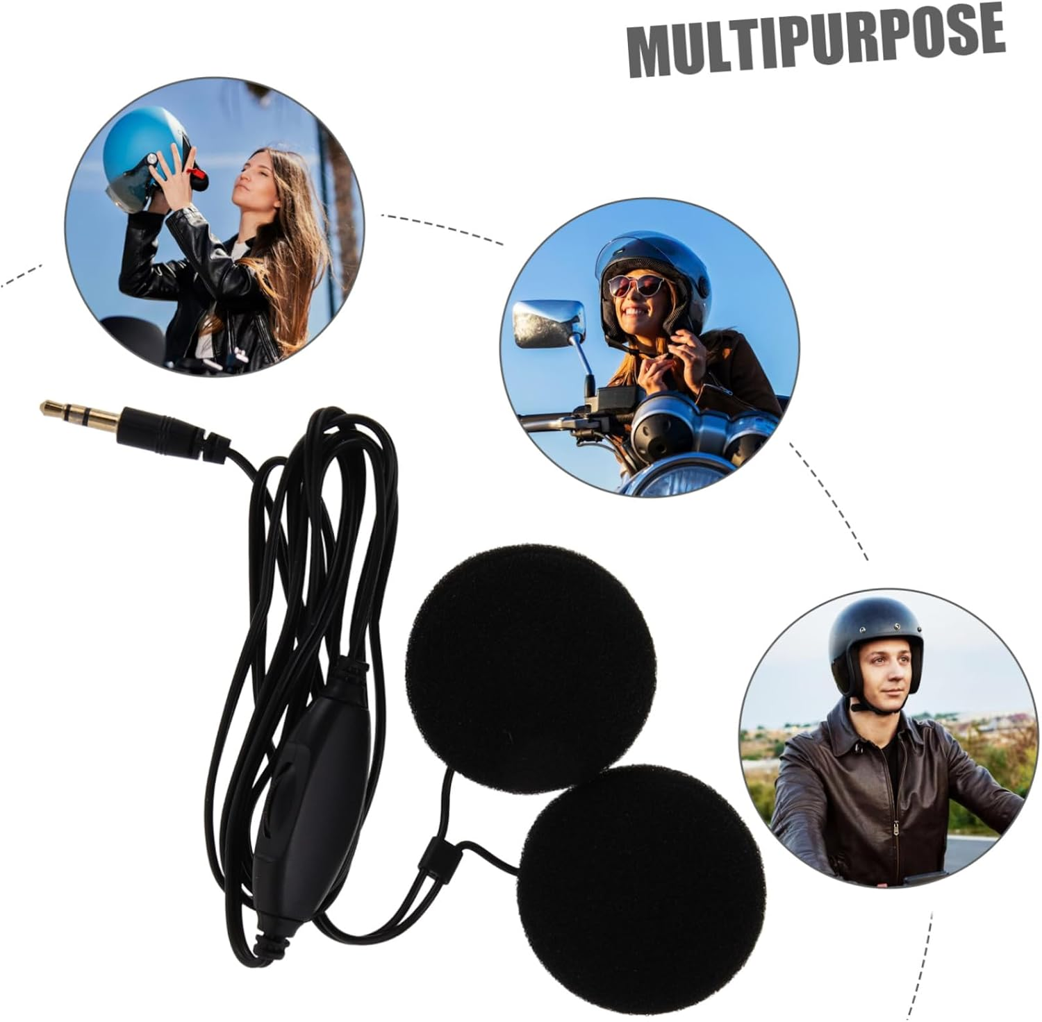 CATIEBYE Motorcycle Helmet Headset Microphone 3.5Mm In-Ear Gps Navigation Earphone Black Helmet Audio System for Riders and Cyclists image number 1