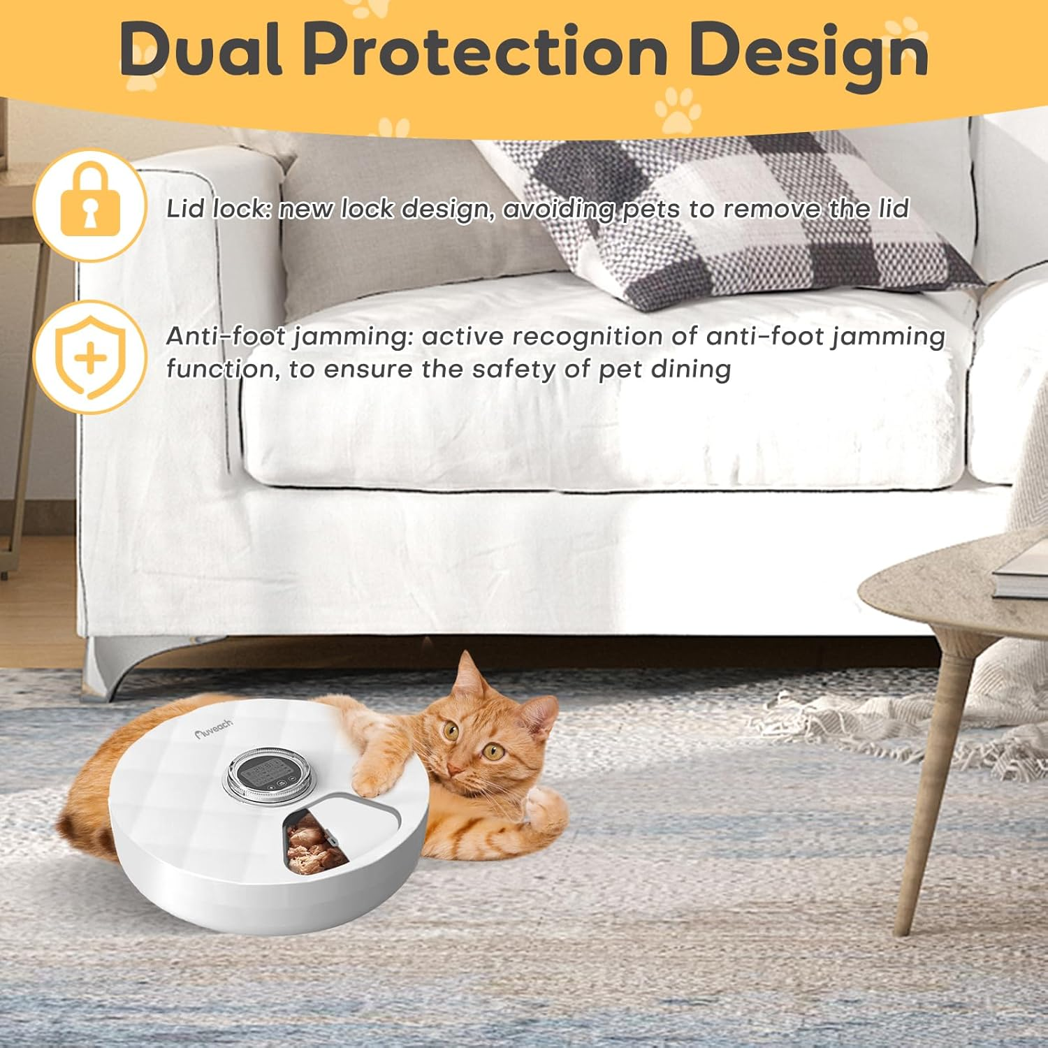 Automatic Cat Feeder for Wet/Dry Food, Auto Pet Feeder with Stainless Steel Tray, 6 Meals Cat Food Dispenser with 2 Ice Packs for Cats & Small Dogs image number 4