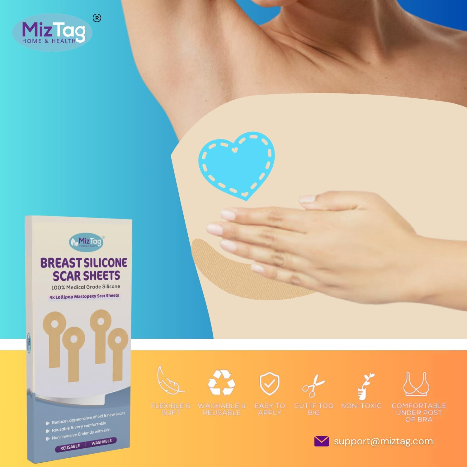 Post-Op Surgery Essentials for Breast Reduction and Augmentation - Silicone Sheets for Recovery - Comfortable Fit under Post-Op Bra (4 PCS) image number 5