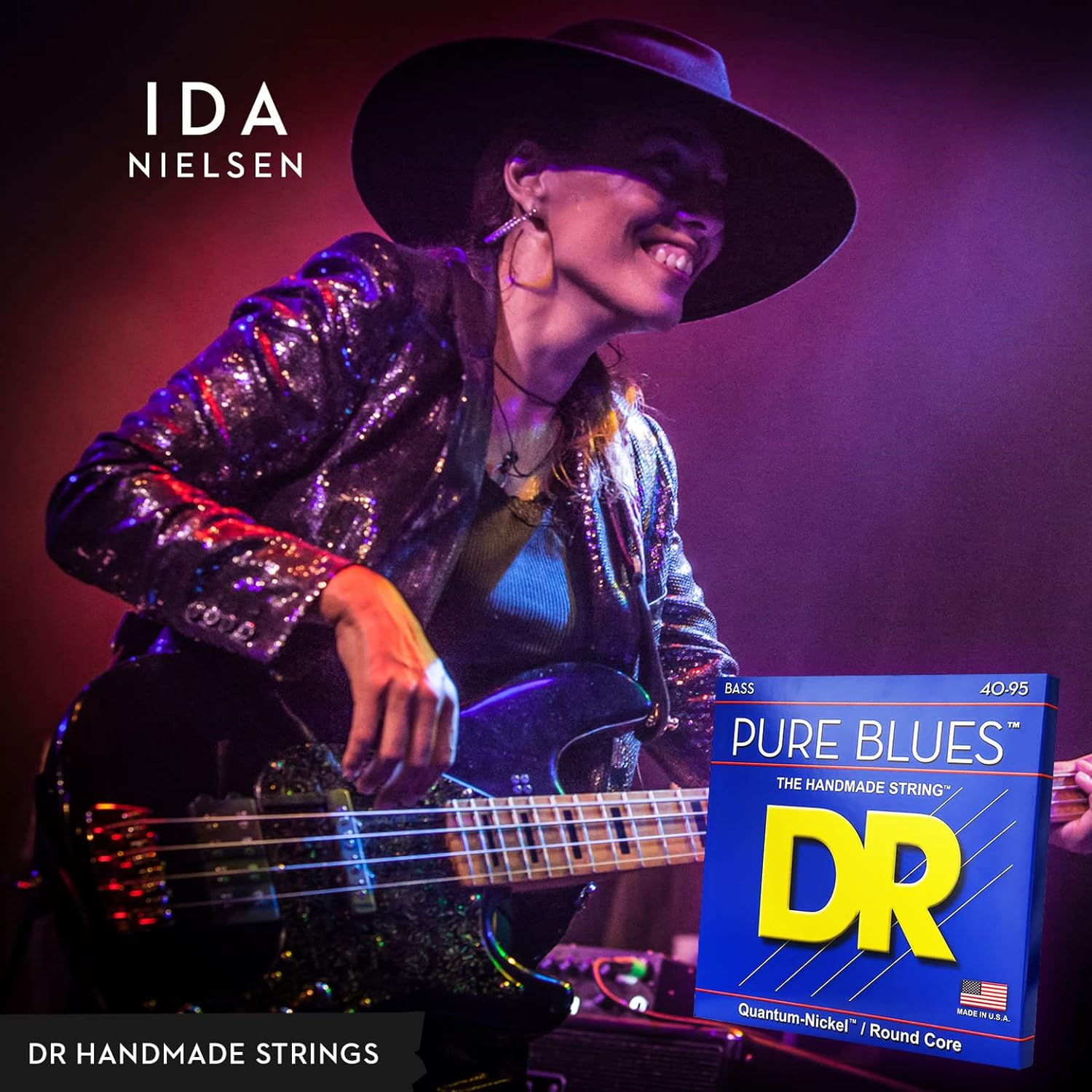 DR PB-45 Strings PURE BLUES&trade; - Quantum Nickel&trade; Bass Strings: Medium 45-105, Silver
