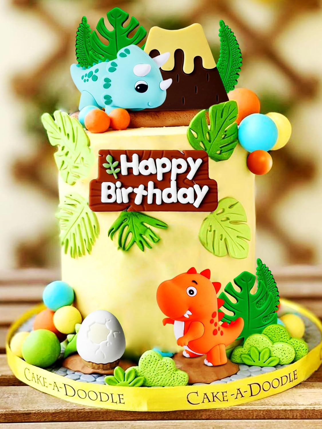 Jevenis Luxury Little Dinosaur Cake Decorations Dinosaur Cupcake Topper Green Rex Three Dino Cake Toppers for Birthday Baby Shower Party Supplies