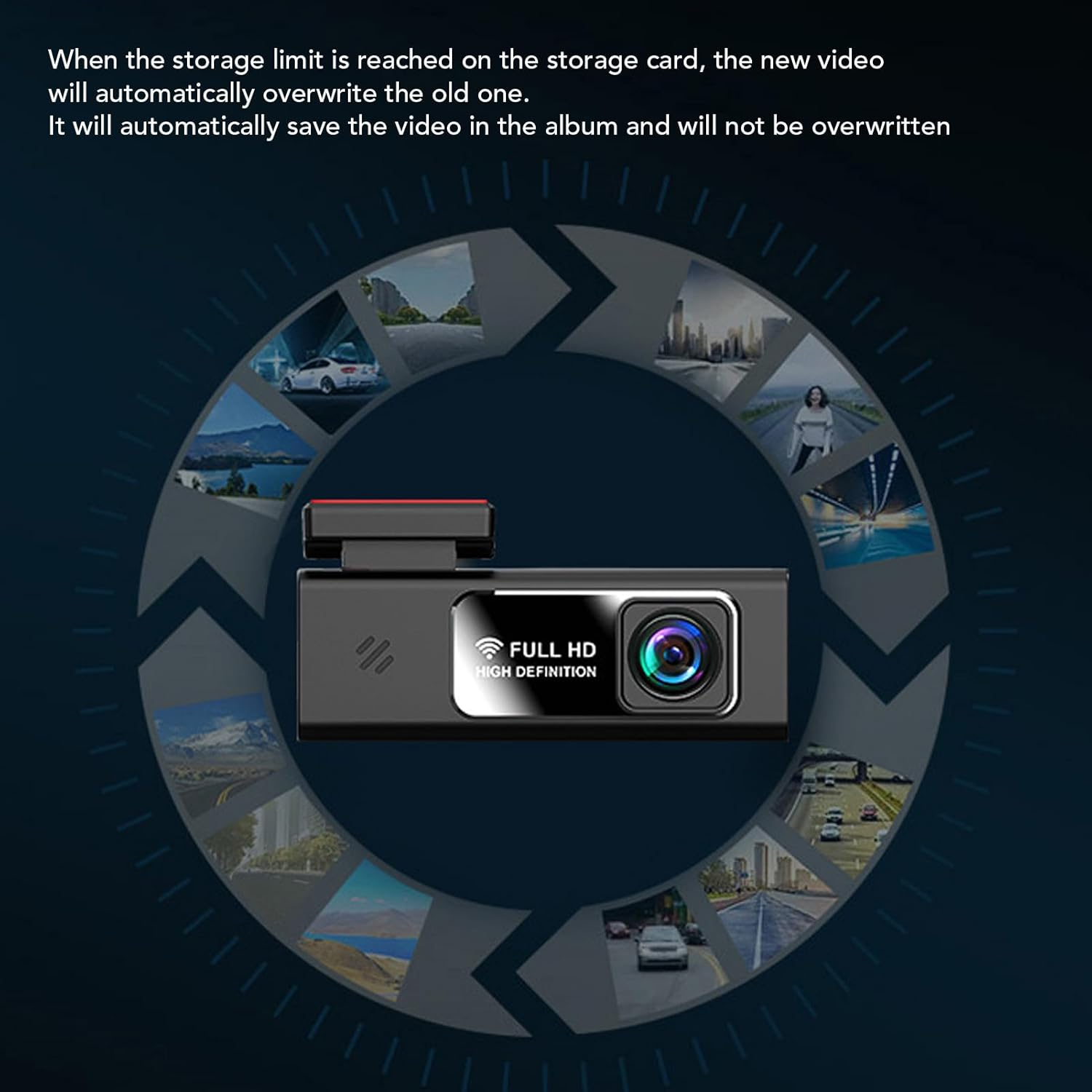 Wifi Dash Cam FHD 1080 Car Camera, Front Dash Camera for Cars, Compact Dashboard Camera with APP, 140&deg; Wide Angle, Loop Recording, IR Night Vision, Support 128GB Max image number 1