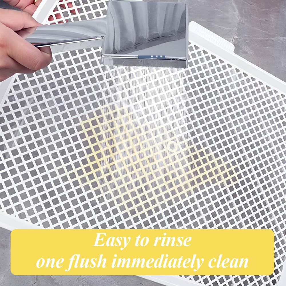 TOMVAES Small Puppy Dog Toilet, Dog Potty Train Pad Puppy with Protection Wall Mesh Grids Dog Toilet Dog Toilet, Reusable, Easy to Clean（Light Yellow） (Light Yellow, Extra Large) - Light Yellow image number 2