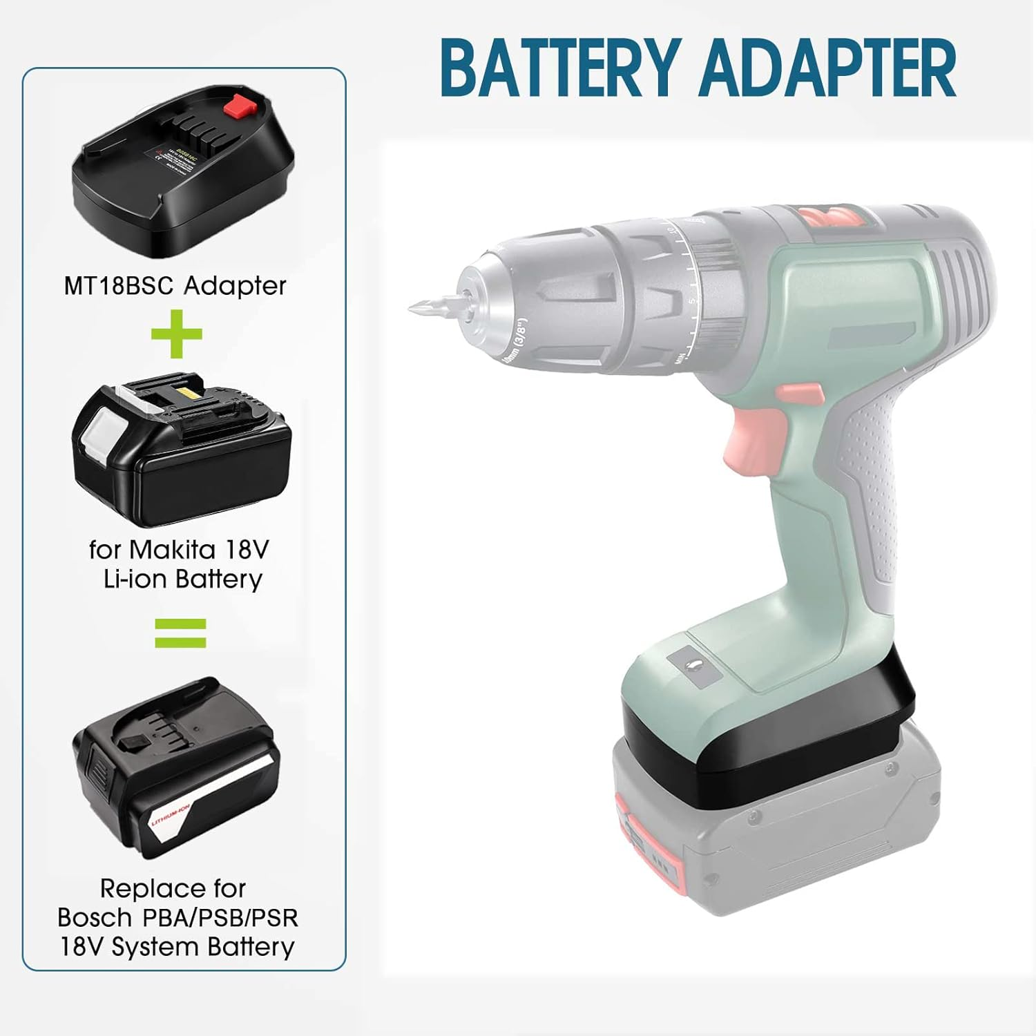 Battery Adapter for Bosch PBA 18 V, for Makita 18 V Batteries Convert to Bosch PBA/PSB/PSR 18 V System Tools Converter image number 6
