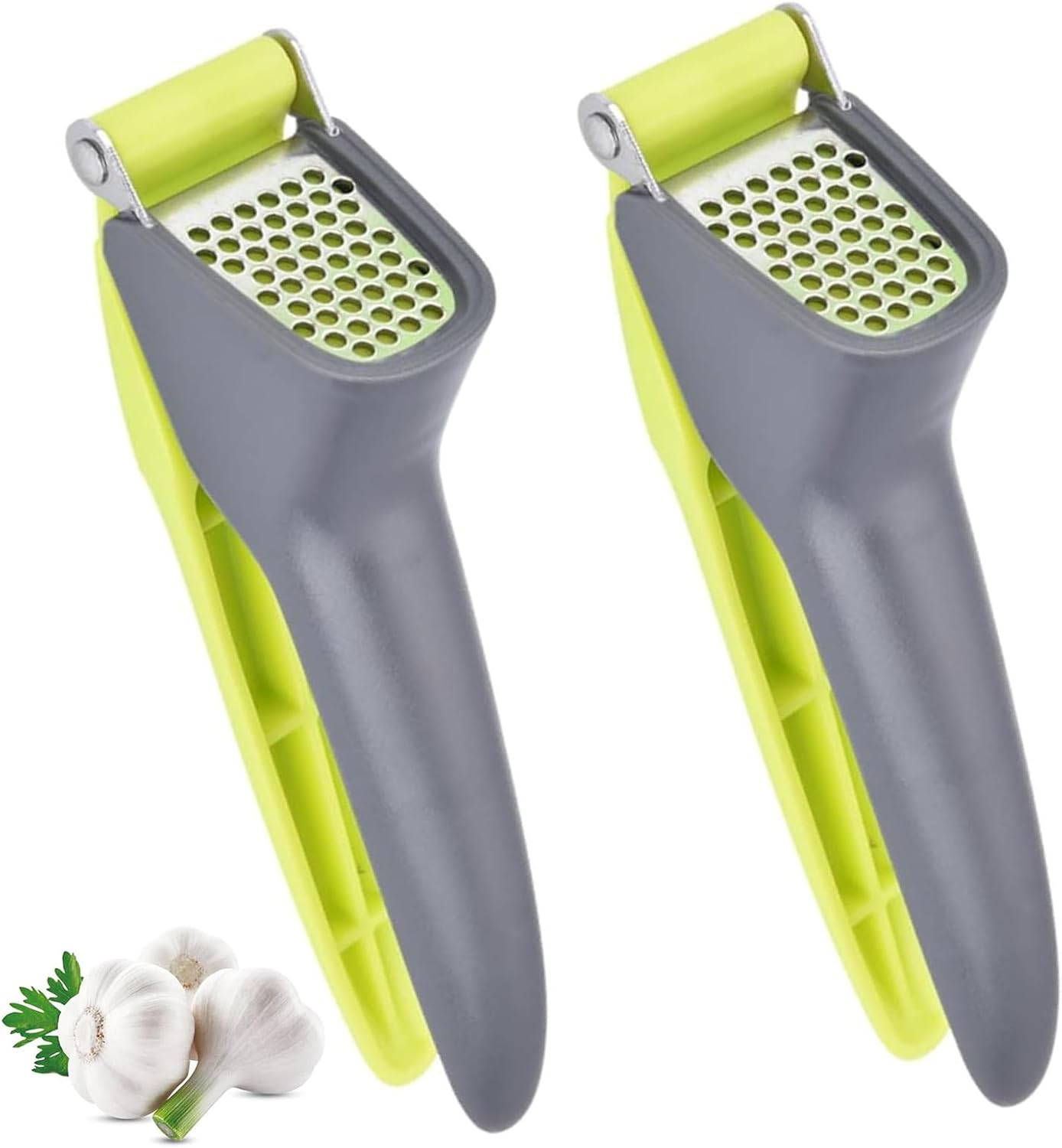 Professional Garlic Press, Rust-Resistant Stainless-Steel Mincer & Crusher, Convenient Efficient Manual Garlic Grinder, Kitchen Gadget for Fresh Ginger & Garlic, Easy-Clean, Dishwasher Safe (2 PCS) image number 4