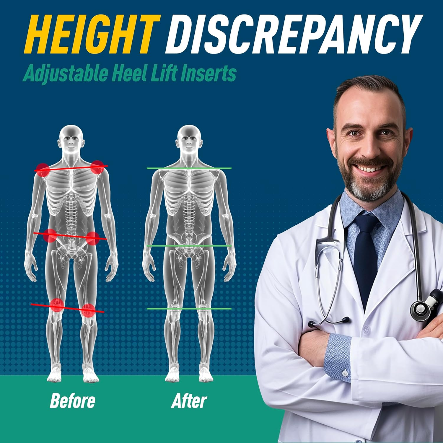 Heel Lifts for Women and Men Adjustable Shoe Lifts for Leg Length Discrepancy (Medium, 4, Count) image number 2