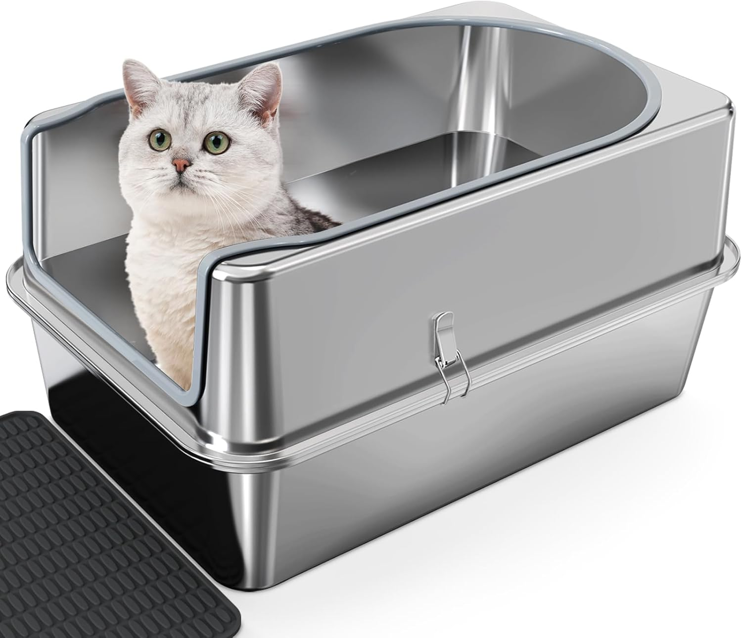 Stainless Steel XXL Cat Litter Box - High Side, Easy to Clean, Odor Free image number 6