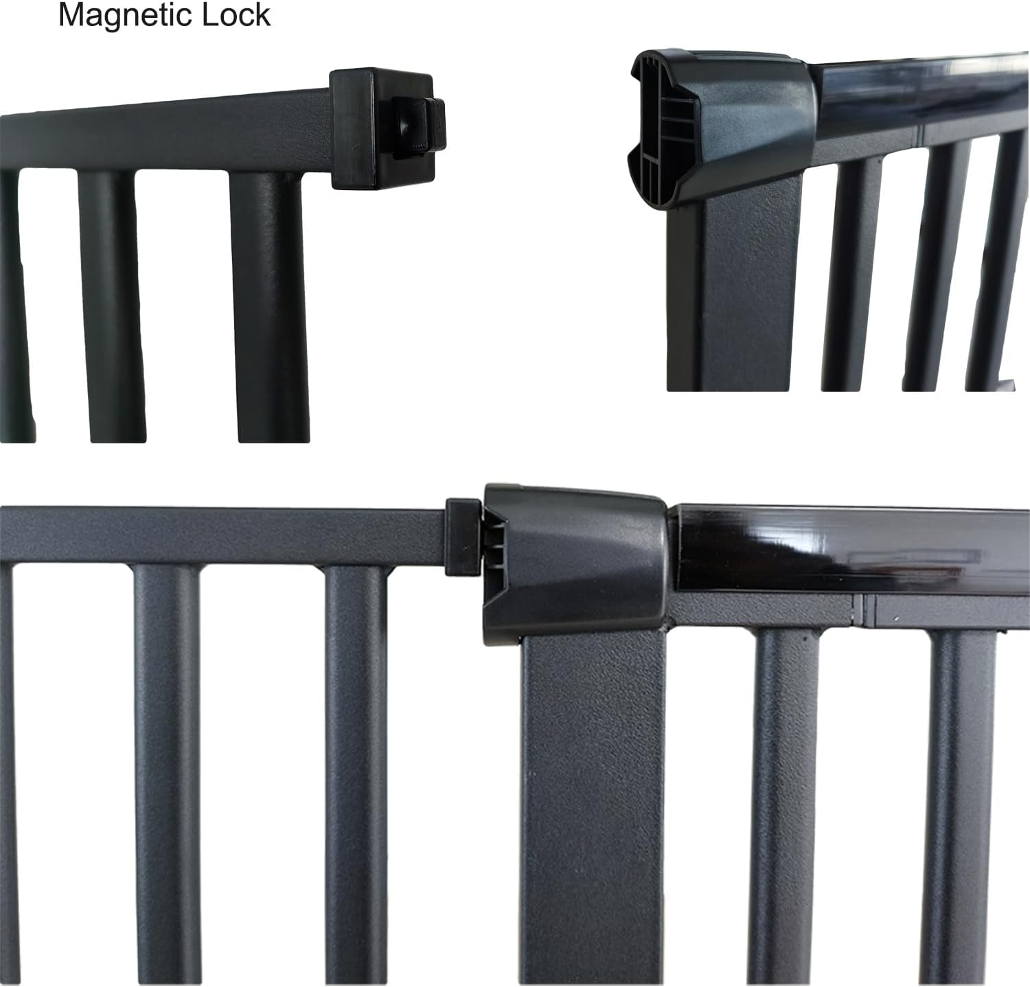 Riin Extra Tall 150Cm Baby Pet Security Gate Metal Safety Guard Tension Pressure Mounted for Children Dog Kitten Adjustable Width Range 75-85Cm Largest Gap between Bars 42Mm Model Main Black image number 4