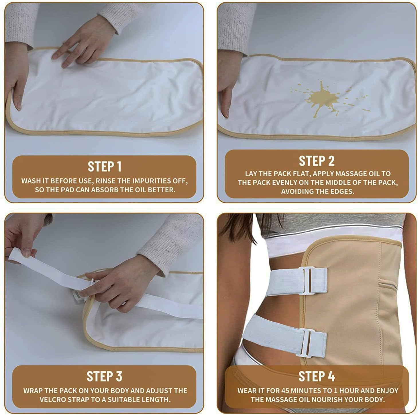 Castor Oil Pack Wrap, Reusable and Washable Organic Cotton Castor Oil Wrap Waist and Neck, with Adjustable Straps for Liver, Stomach, Constipation, Comfortable Fit for Women and Men (Without Oil) image number 1