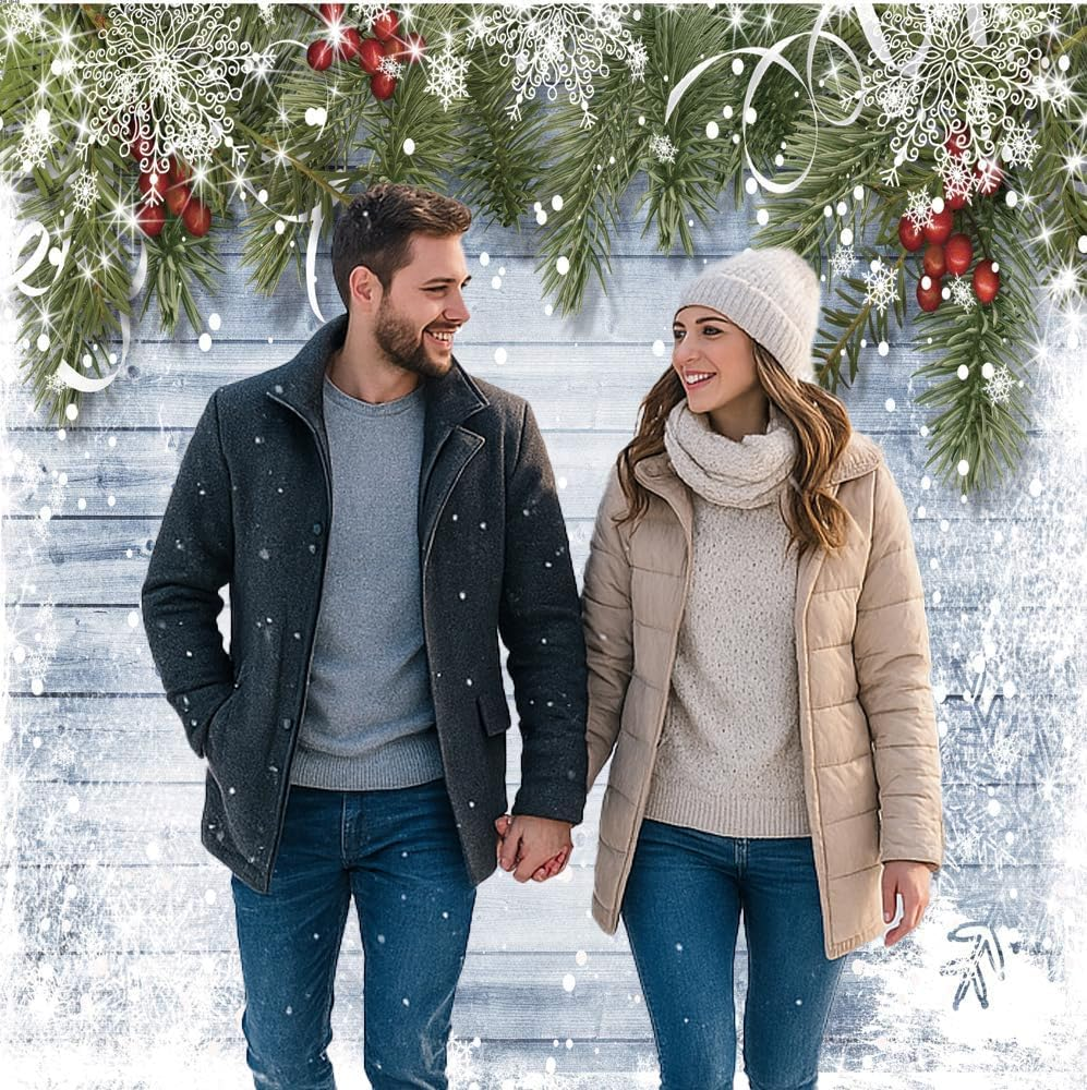 Dudaacvt 10X10Ft Christmas Photography Backdrops Wooden Wall White Snow Backdrop Christmas Decoration Backdrops D219 image number 4