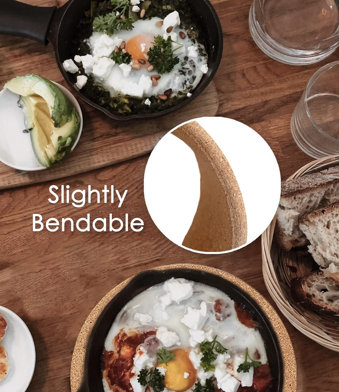 Cork Trivet, 6 Pack High Density Thick Cork Coaster Set for Hot Dishes and Hot Pots, 8 Inch Heat Resistant Multifunctional Cork Board, Hot Pads for Table & Countertop image number 3